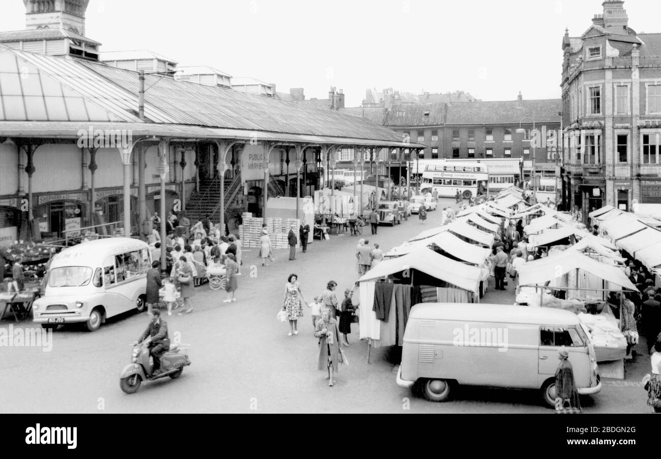 Darlington, Market Place c1965 Stock Photo Alamy