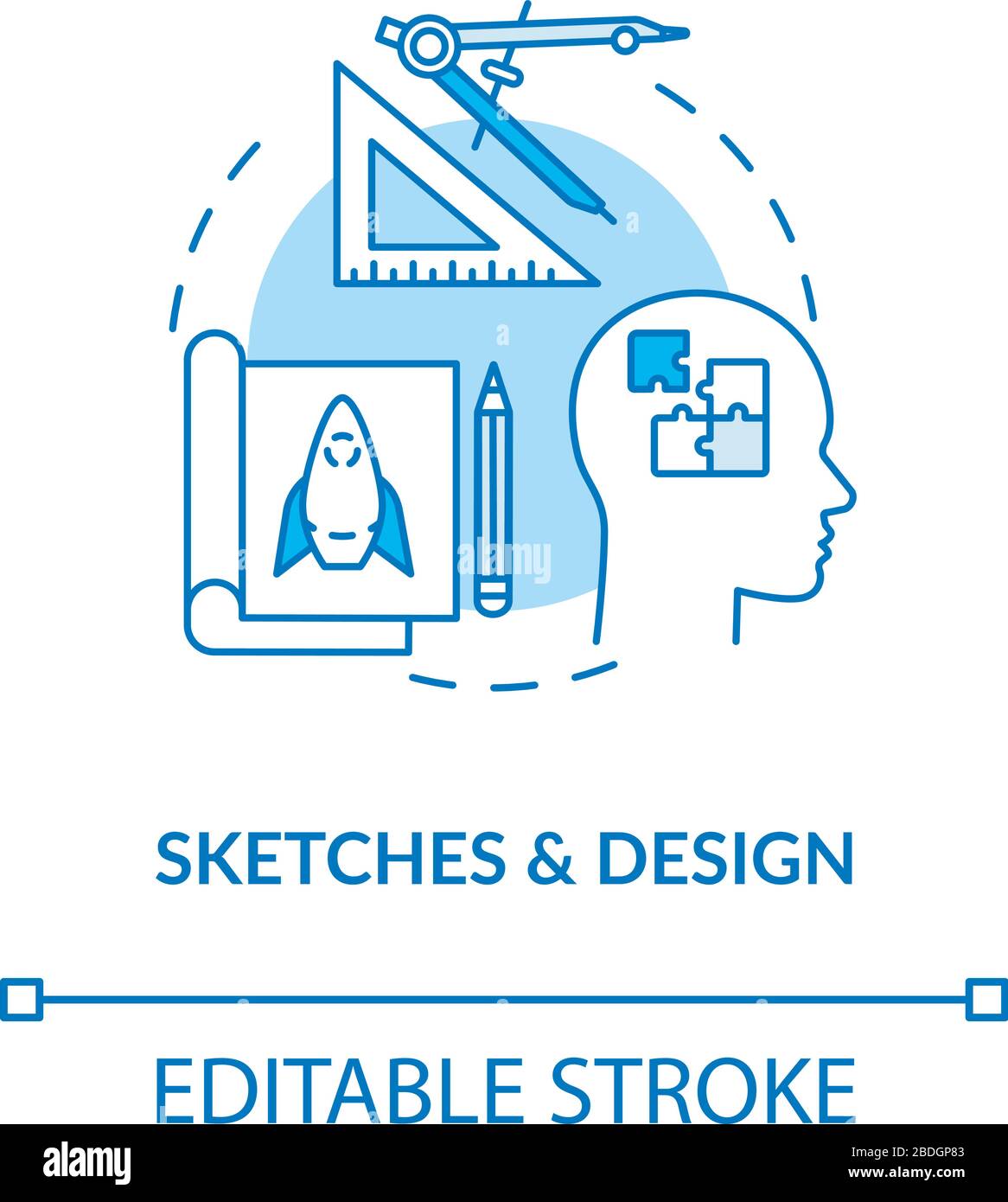 Paperwork, sketches and design concept icon. Groundwork, plan forming ...