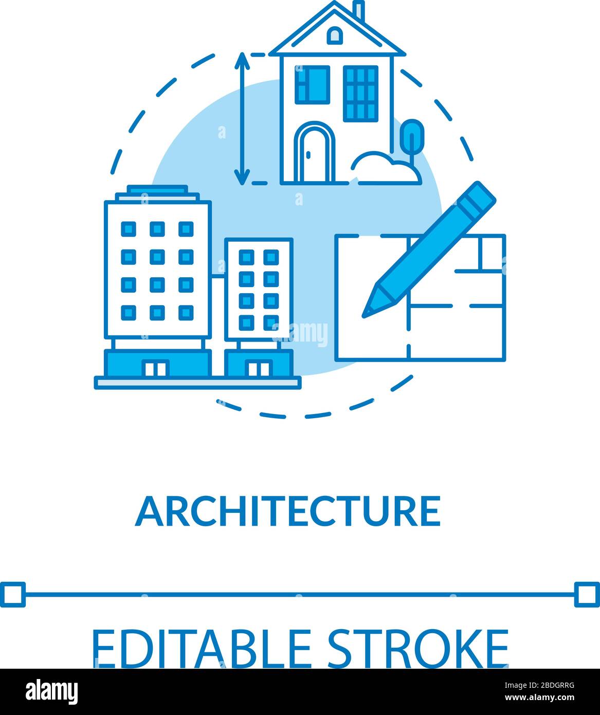 Architecture design concept icon. Urban construction planning idea thin