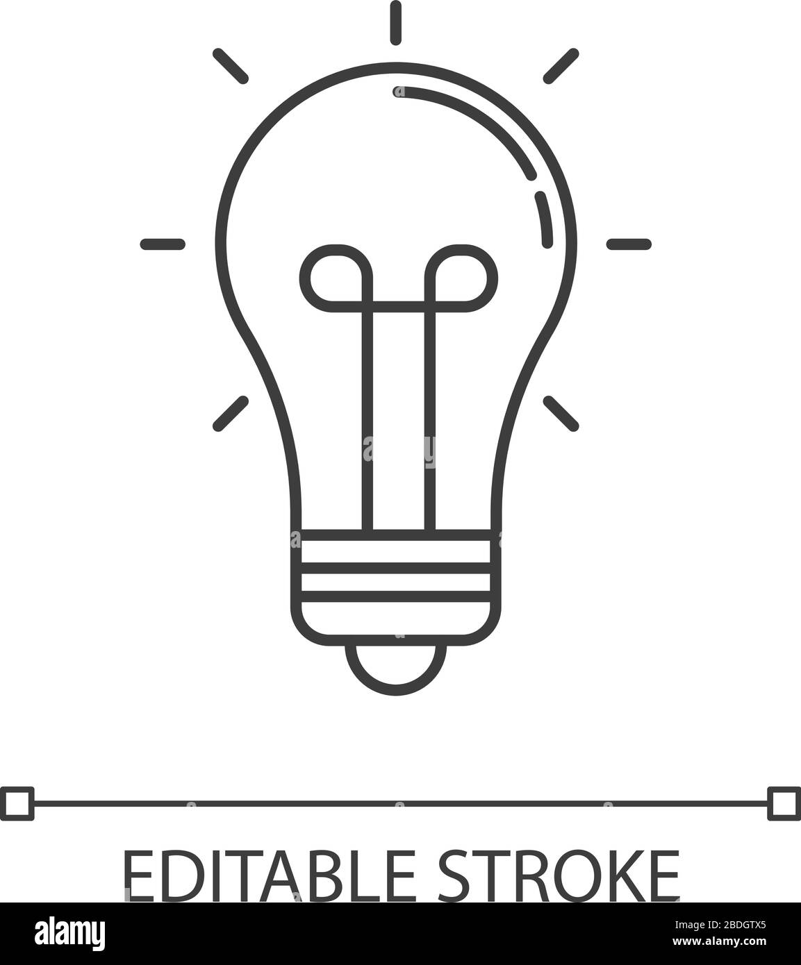 Light bulb pixel perfect linear icon. Inspiration sign. Glowing ...