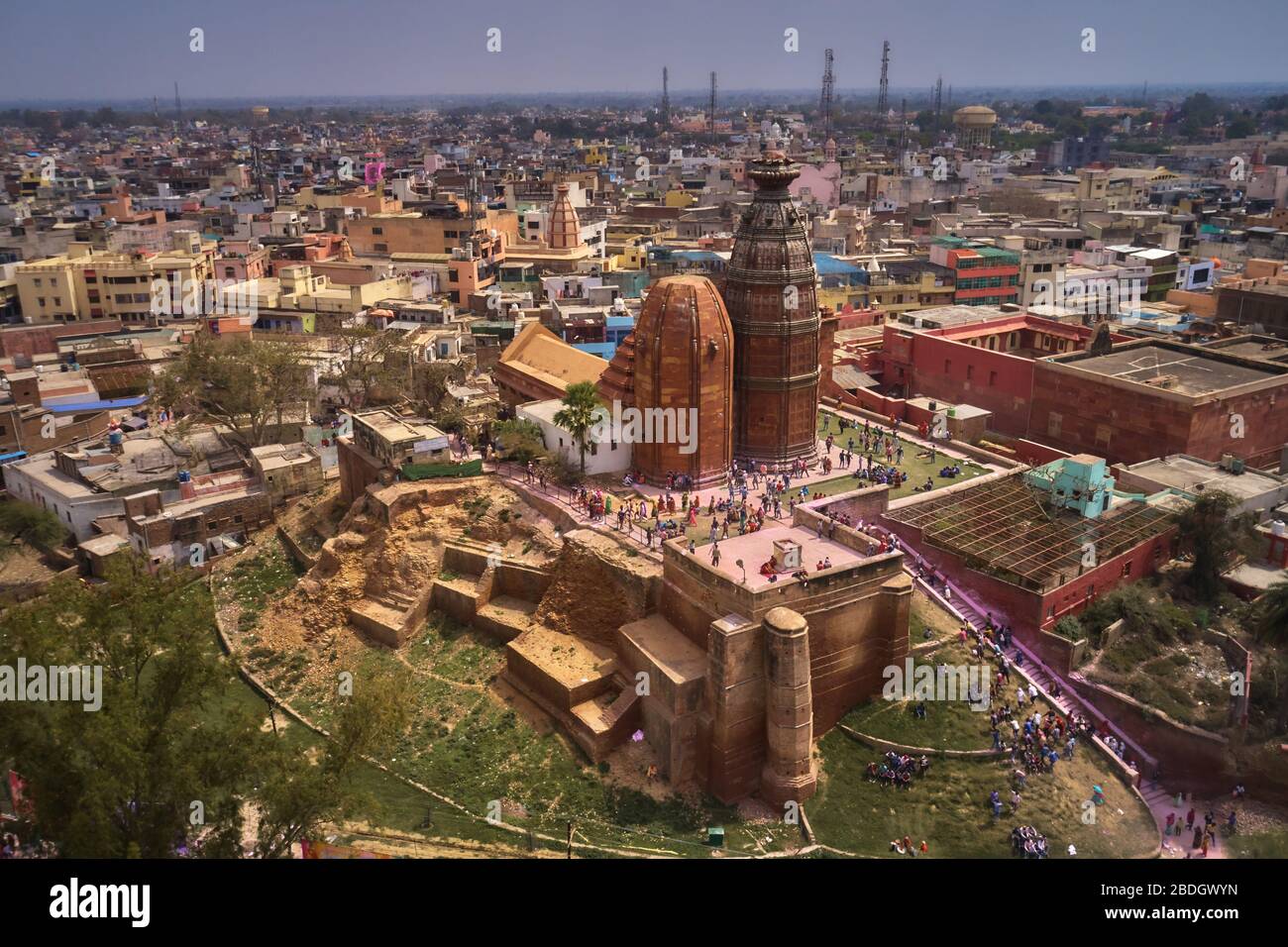 Madan Mohan temple in Vrindavan, Idnia, aerial drone view Stock Photo