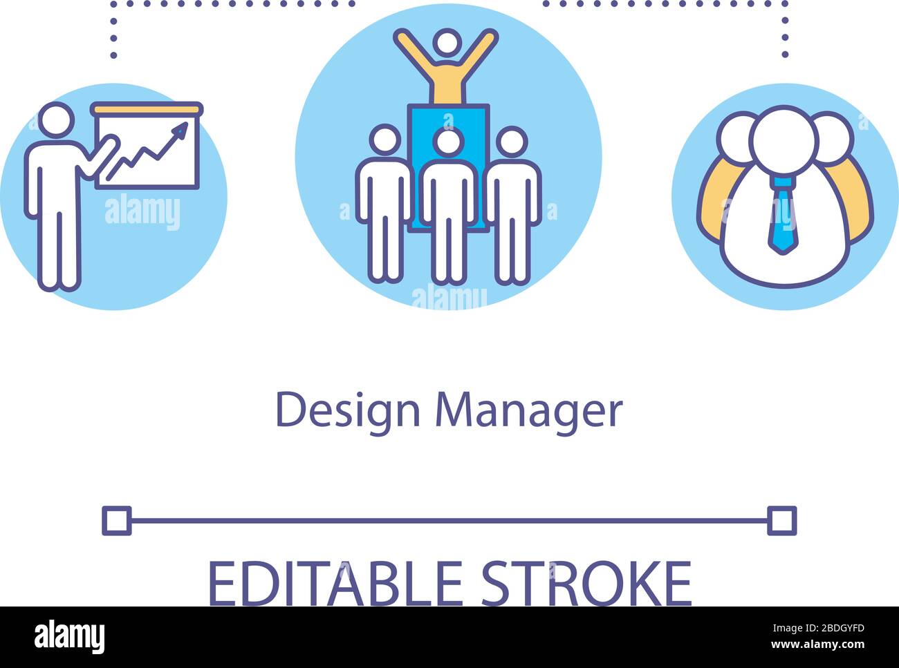 Design manager, team leader concept icon. Studio work organizator idea thin line illustration. Creative workshop executive. Vector isolated outline Stock Vector
