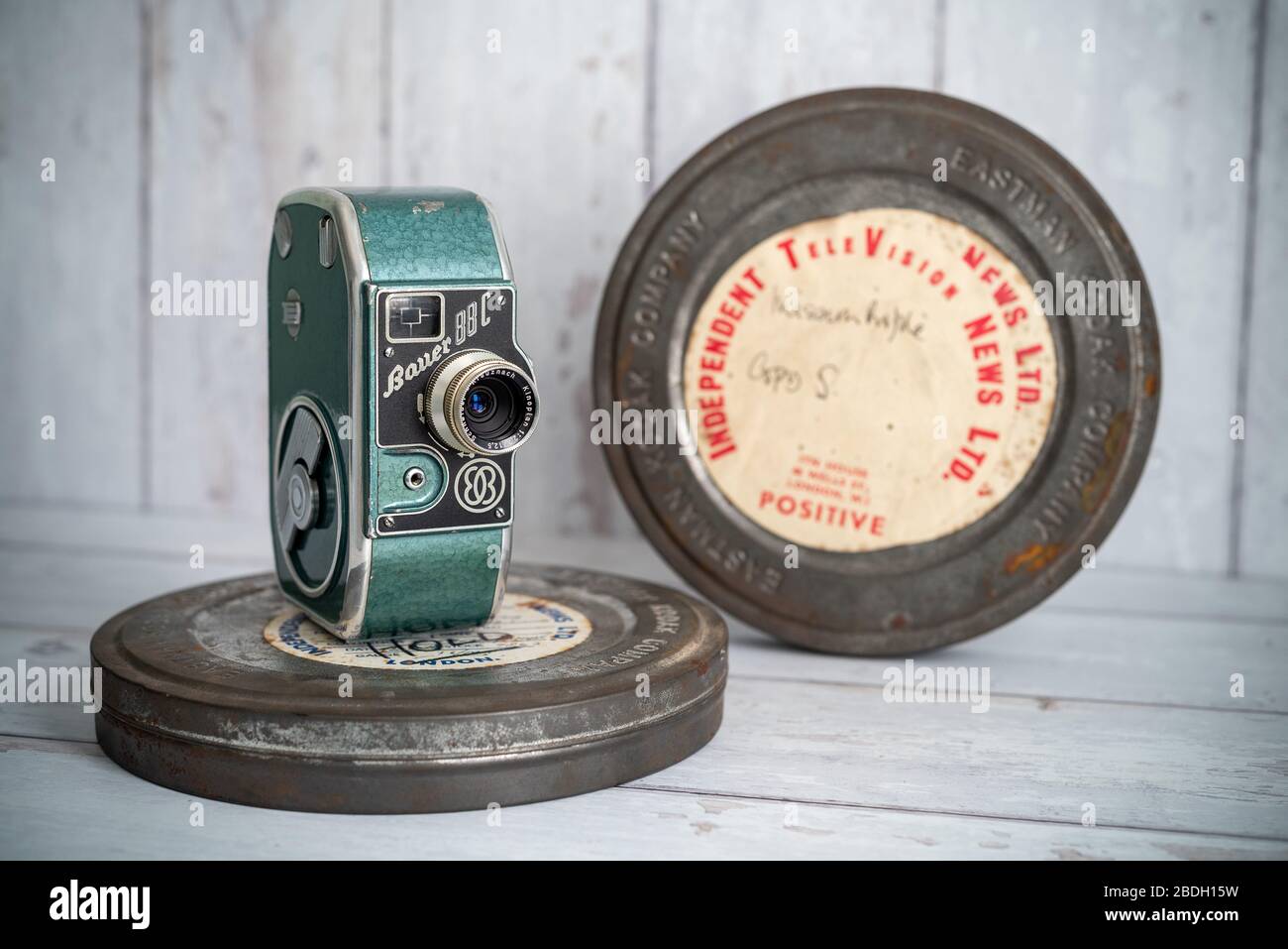Old 35mm film canisters and vintage 8mm cine / movie cameras still