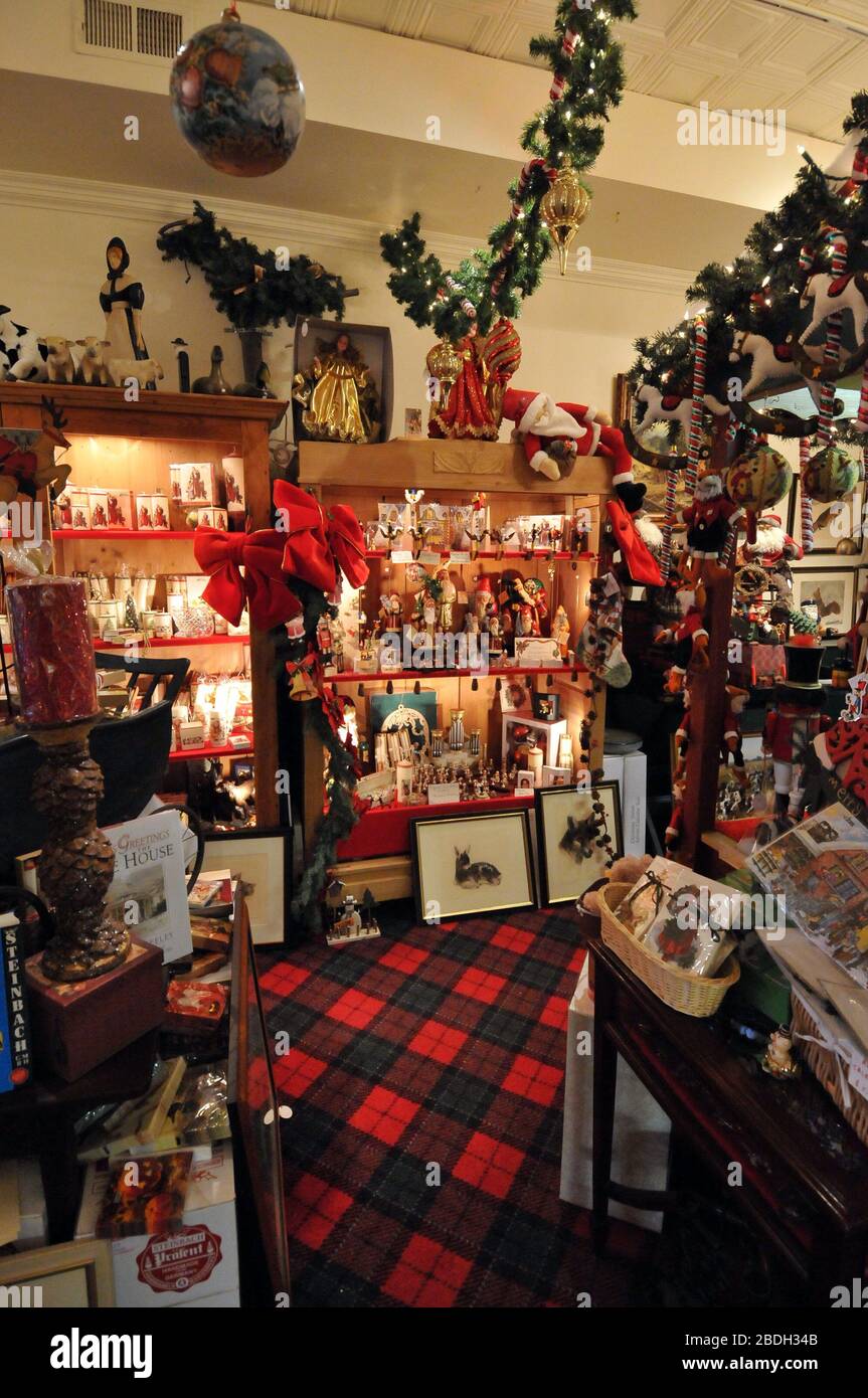 Middleburg, VA - December 12, 2008 -- Interior of The Christmas Sleigh; 5A East Washington, Street; Middleburg, Virginia 20118, owned by Linda Tripp Rausch and her husband, Dieter Rausch showing some of the variety of Christmas items on sale on Friday, December 12, 2008.Credit: Ron Sachs / CNP (RESTRICTION: NO New York or New Jersey Newspapers or newspapers within a 75 mile radius of New York City) | usage worldwide Stock Photo