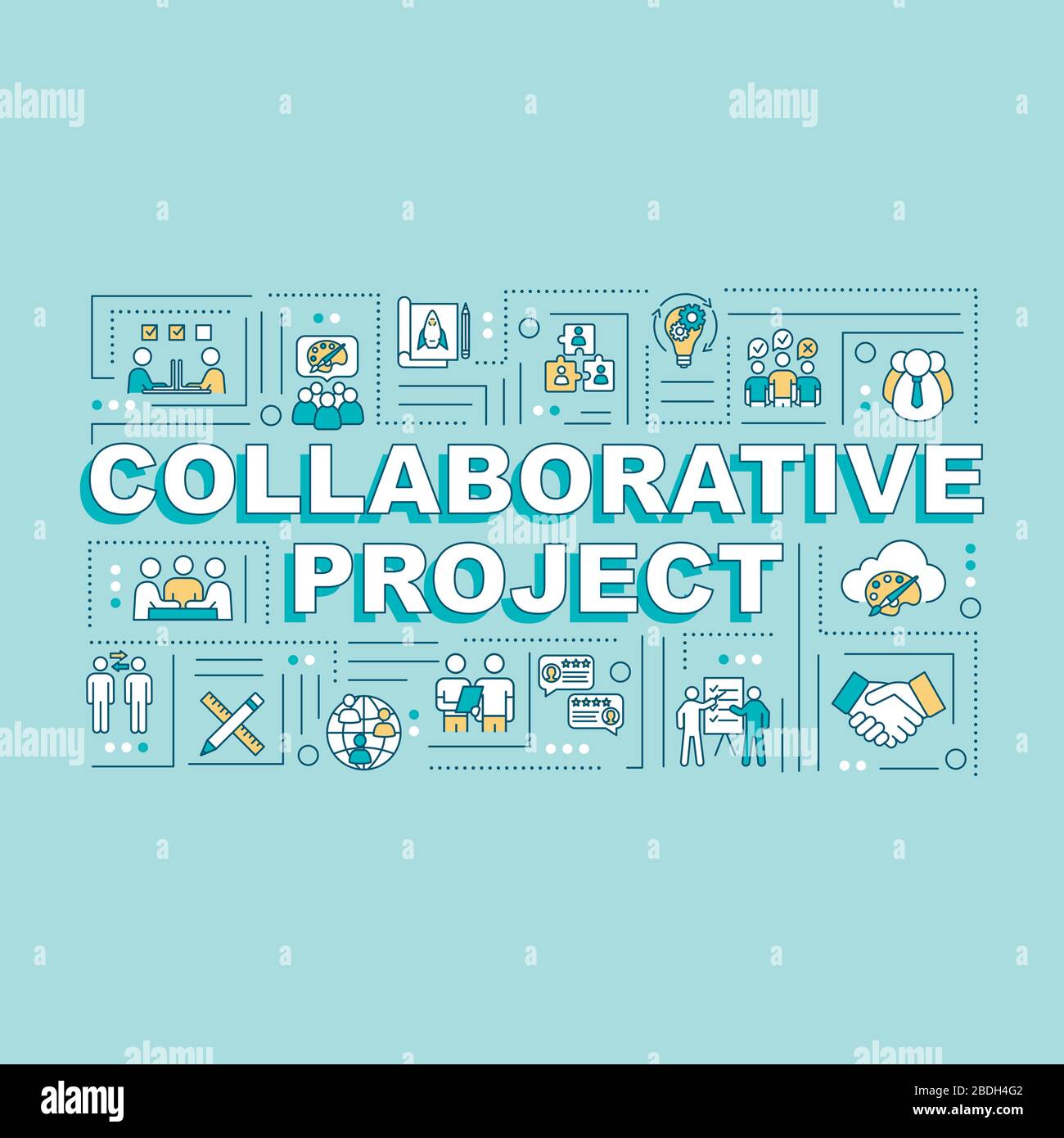 Collaborative project word concepts banner. Design studio. Partnership for work  project. Infographics with linear icons on mint background. Isolated Stock  Vector Image & Art - Alamy