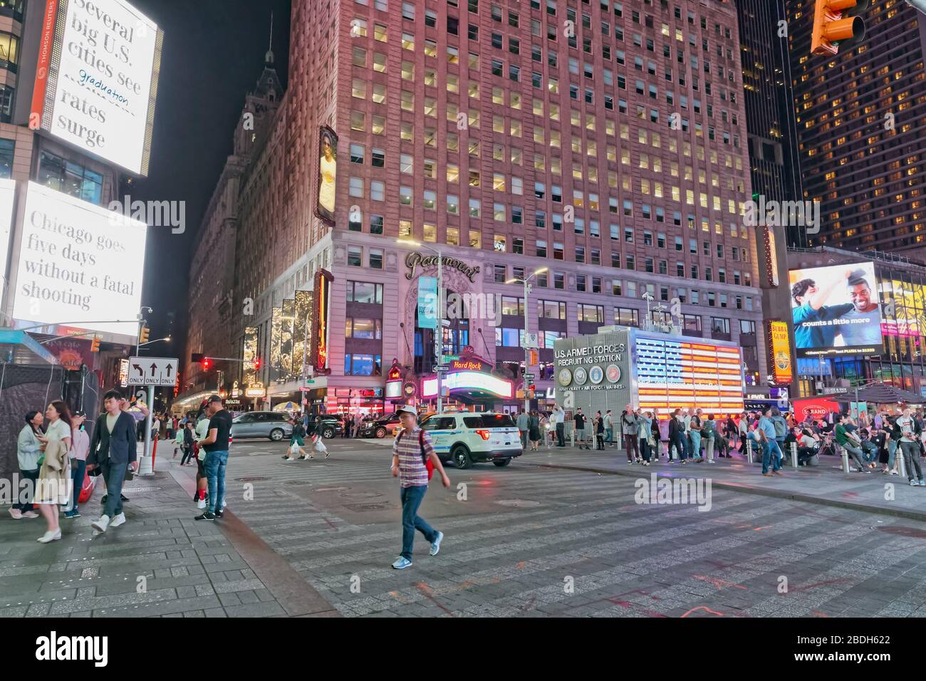 People walk to and from Times Square in New York Stock Photo