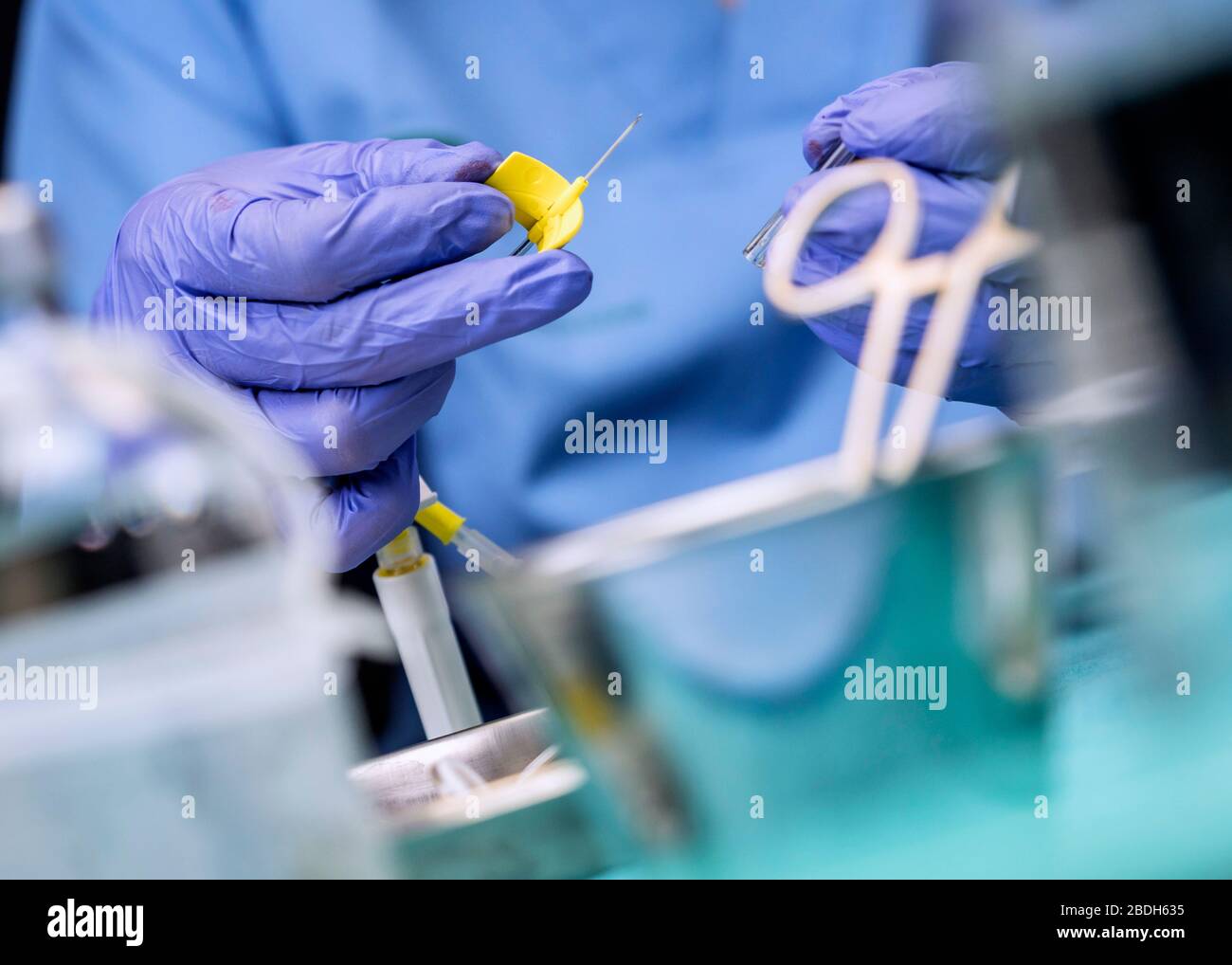 Nurse preparing subcutaneously for palliative care in a hospital, conceptual image Stock Photo