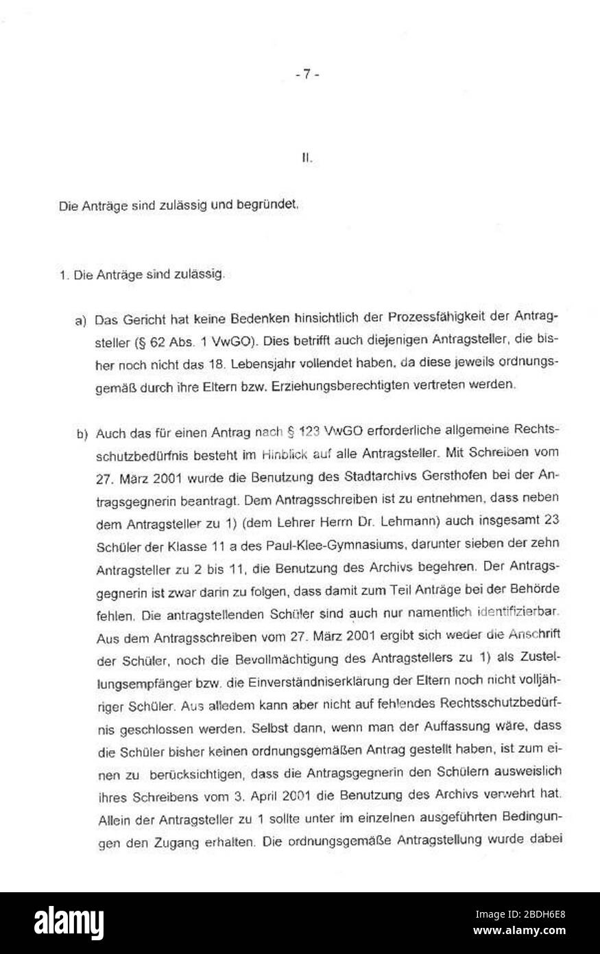'Bayerisches Verwaltungsgericht Augsburg; Die Archiv-Affäre - Das Urteil; [1]; ' Stock Photo