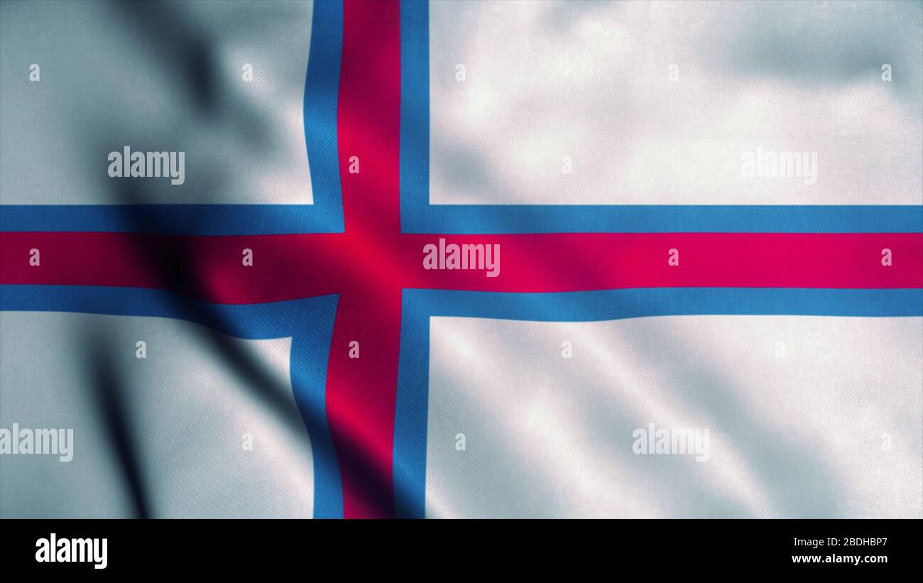 Faroe Islands flag waving in the wind. National flag of Faroe Islands ...