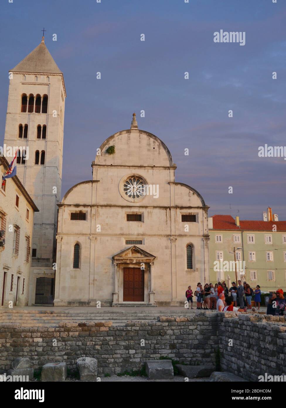 Guided Tour Group outside of St. Mary Church located in old city of Zadar, Croatia Stock Photo