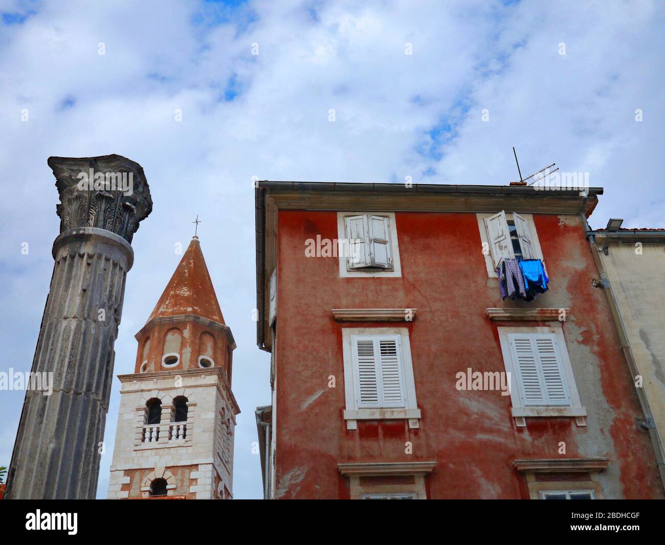 Buildings at the Five Wells Square in historic center of the Zadar town at the Mediterranean Sea, Croatia, Europe. Stock Photo