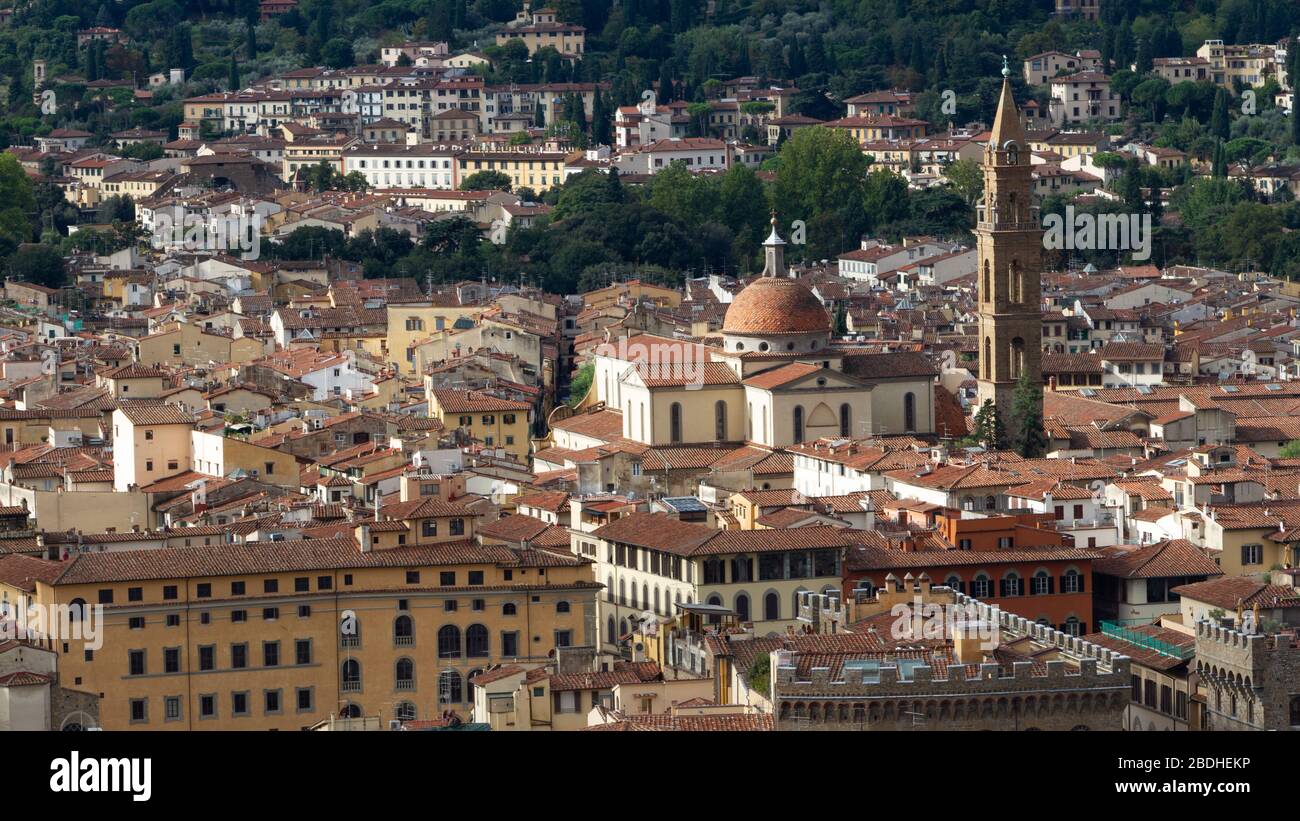 Basilica di S. Spirito from top of Brunelleschi Dome, Firenze, Italy Stock Photo