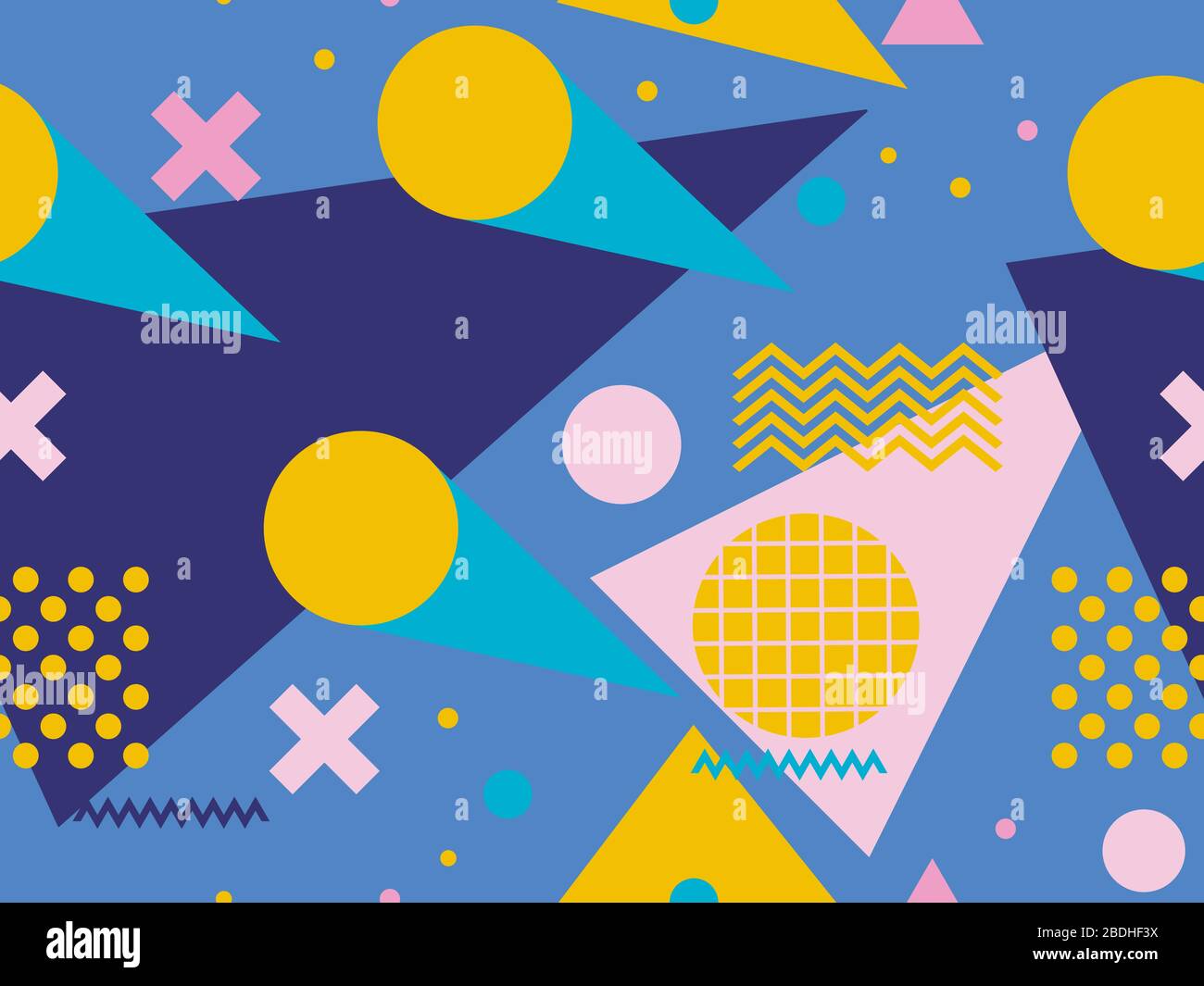 Memphis seamless pattern with geometric shapes in the style of the 80s ...