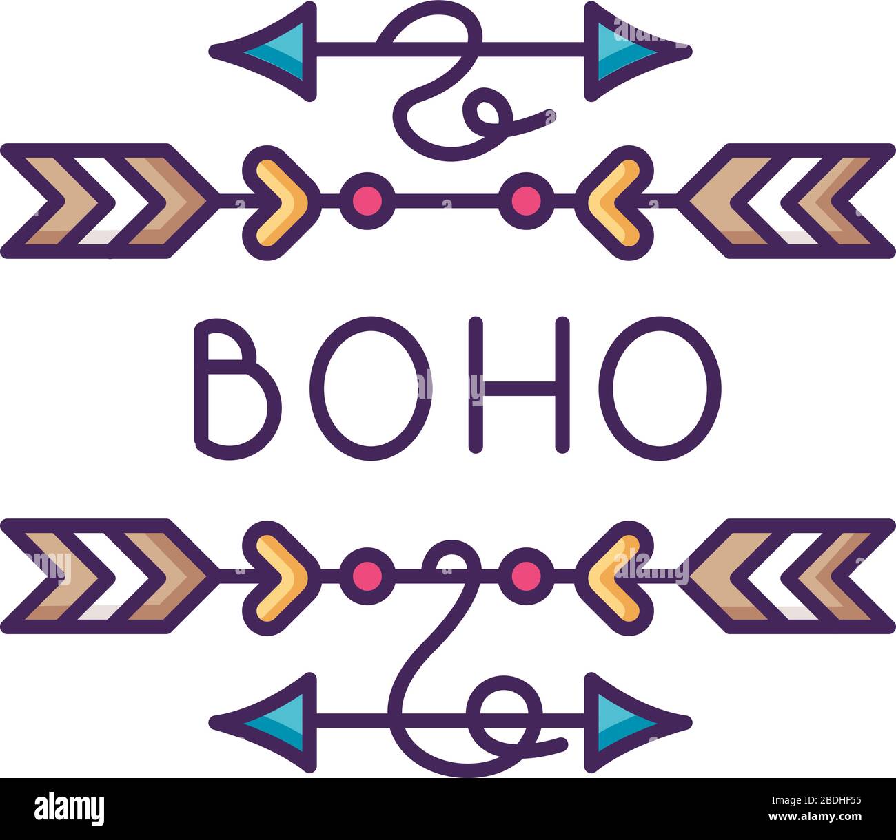 Boho Arrows Rgb Color Icon Bohemian Aesthetic And Hippie Style Accessory Decorative Page Divider Ethnic Charm Vintage Decoration Isolated Vector Stock Vector Image Art Alamy