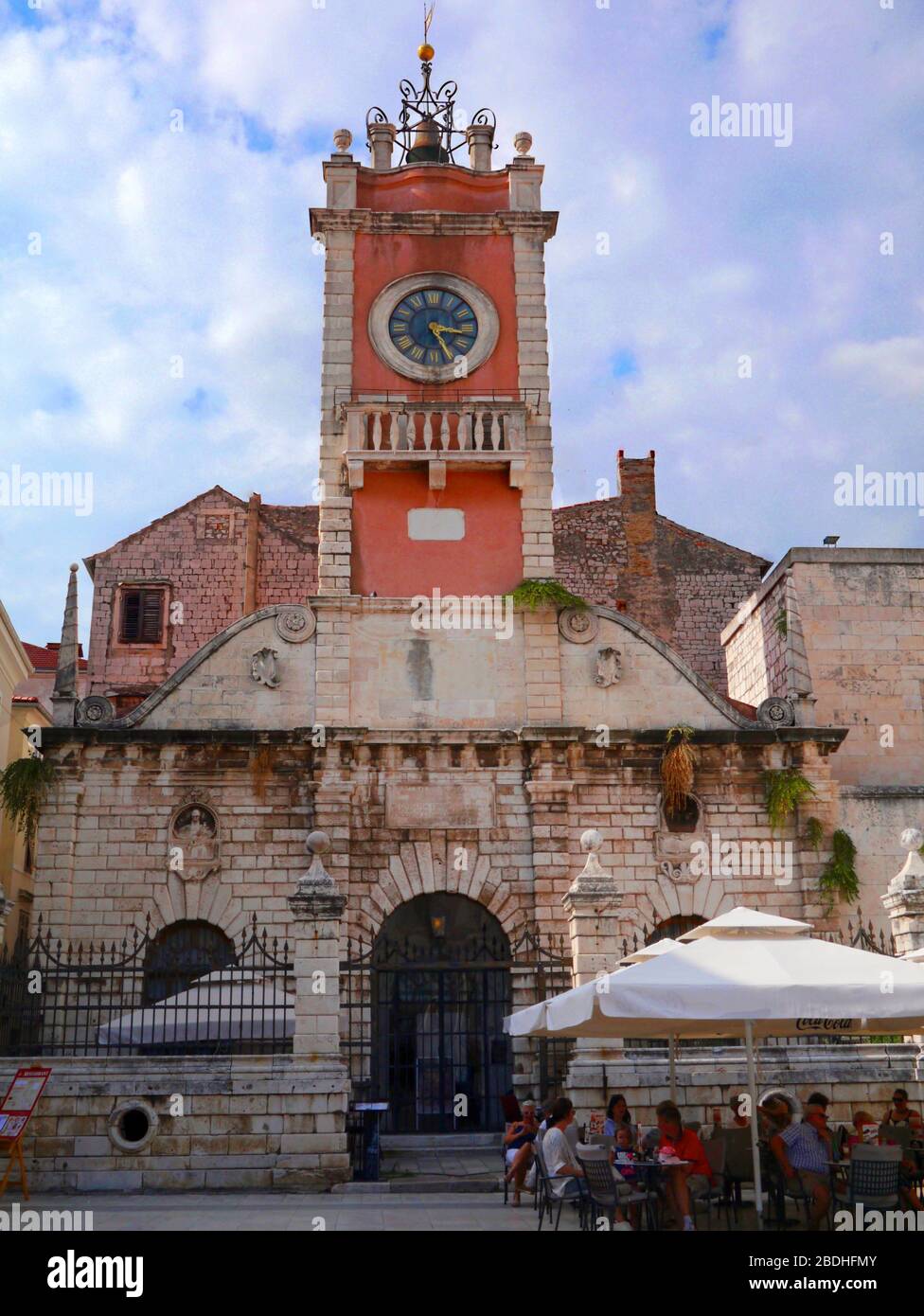 Guard House or Gradska Straza with clock tower dating back to 16th century on People's Square, Zadar, Croatia, Europe Stock Photo