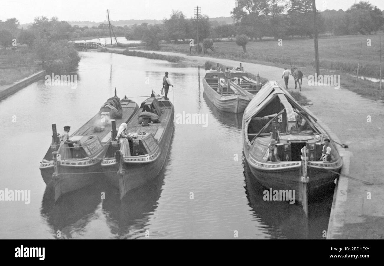 Rickmansworth, Canal Boats on the Canal 1921 Stock Photo Alamy