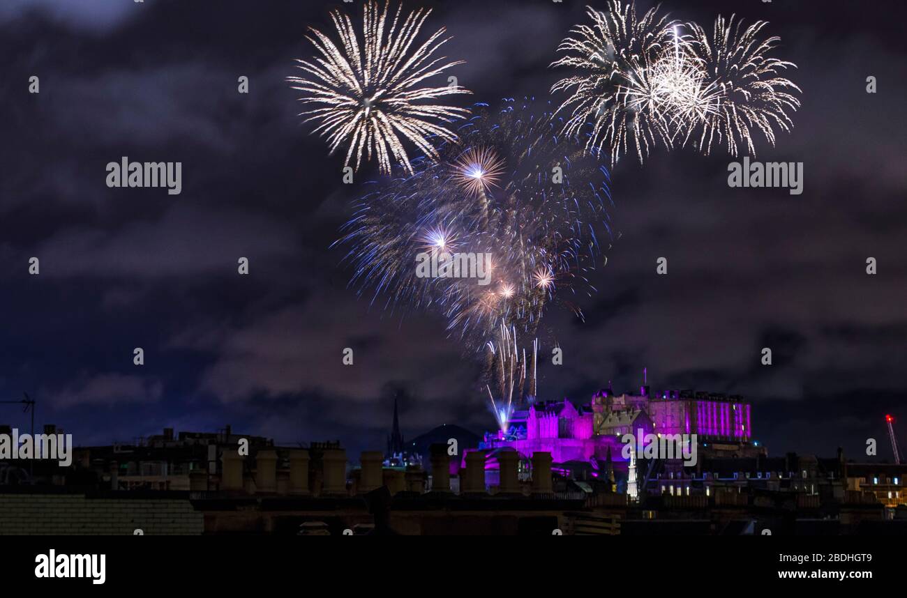 Fireworks Over Edinburgh Stock Photo Alamy