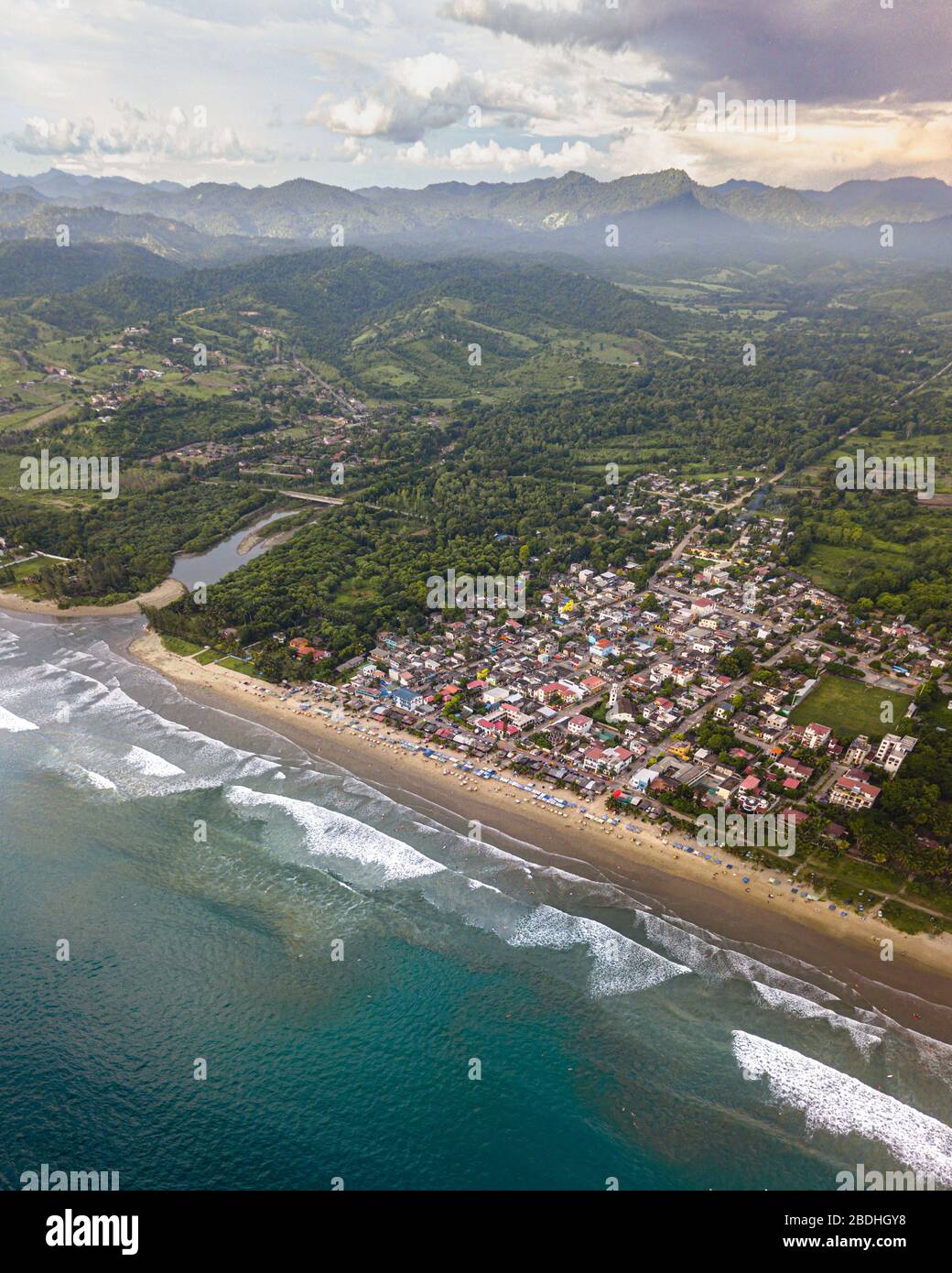 Aerial Ecuadorian beach season Stock Photo