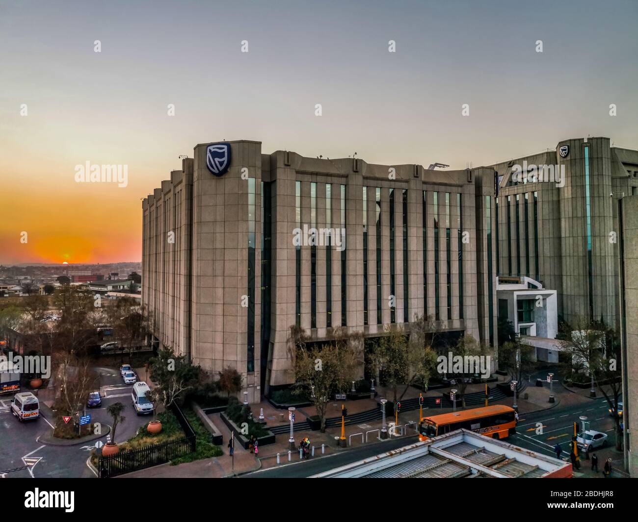 Beautiful and tall Standard bank buildings in Simmonds street Selby Johannesburg CBD area under