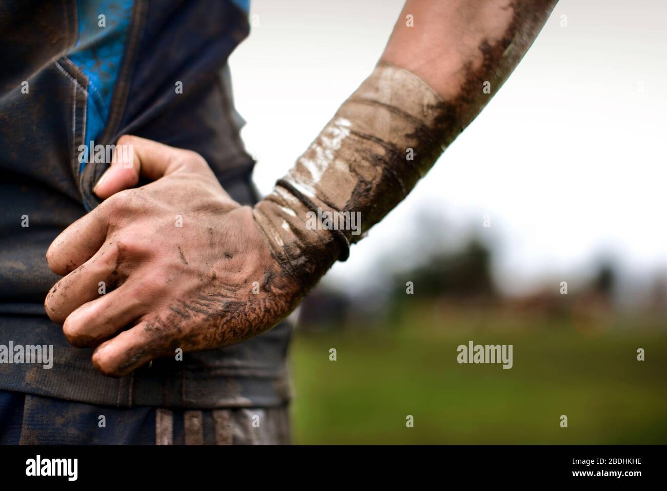 Close-up of dirty bandage on a rugby player. Stock Photo