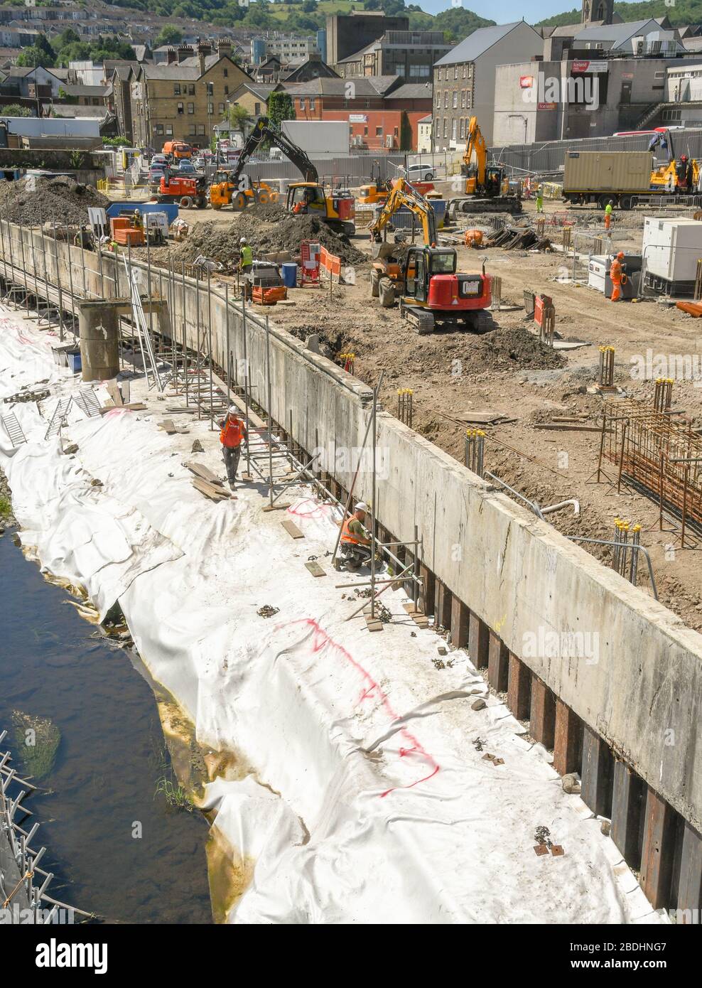 PONTYPRIDD, WALES JUNE 2018 Construction site for a new office development in Pontypridd town