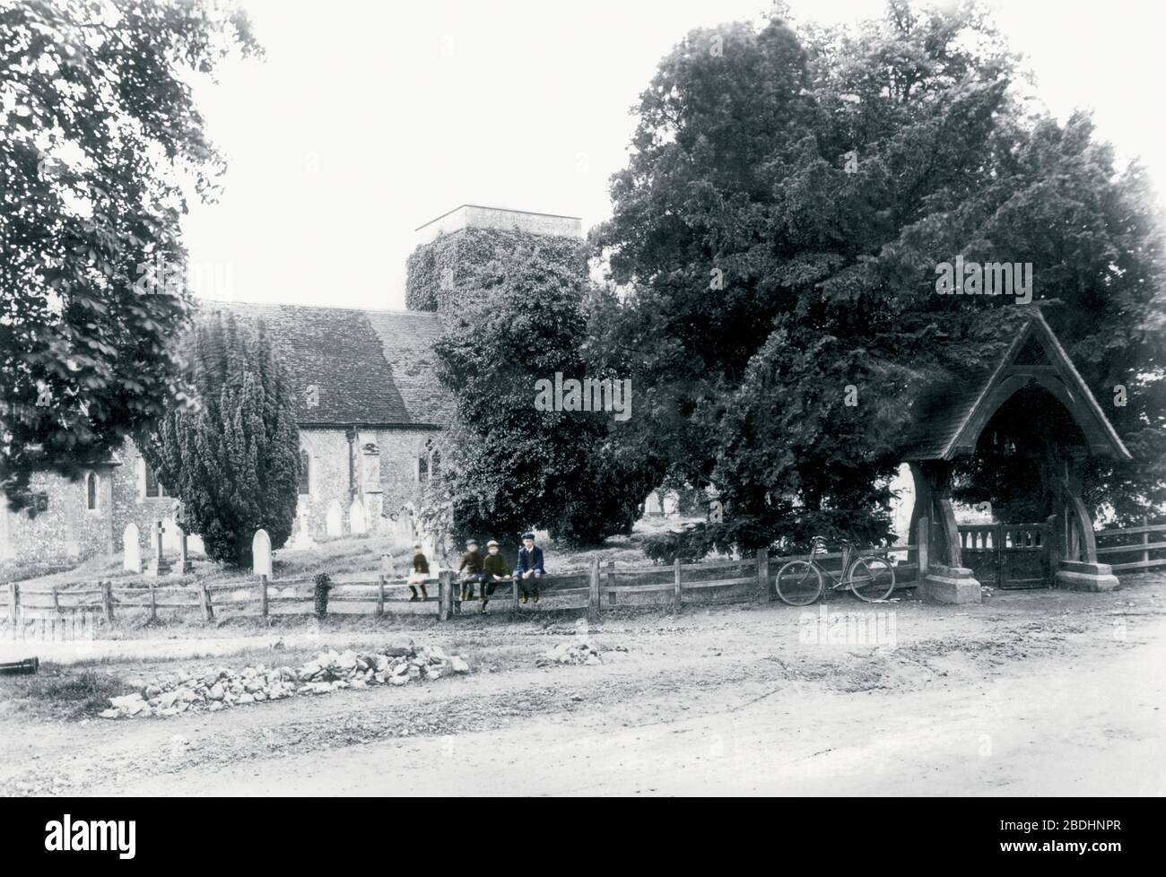 Kings Worthy, St Mary's Church and Lychgate 1912 Stock Photo Alamy