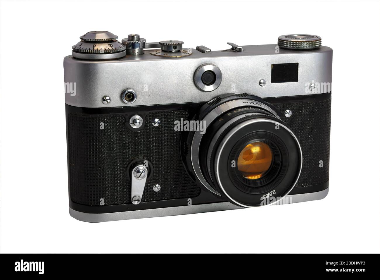 Retro film photo camera isolated on white background Stock Photo - Alamy