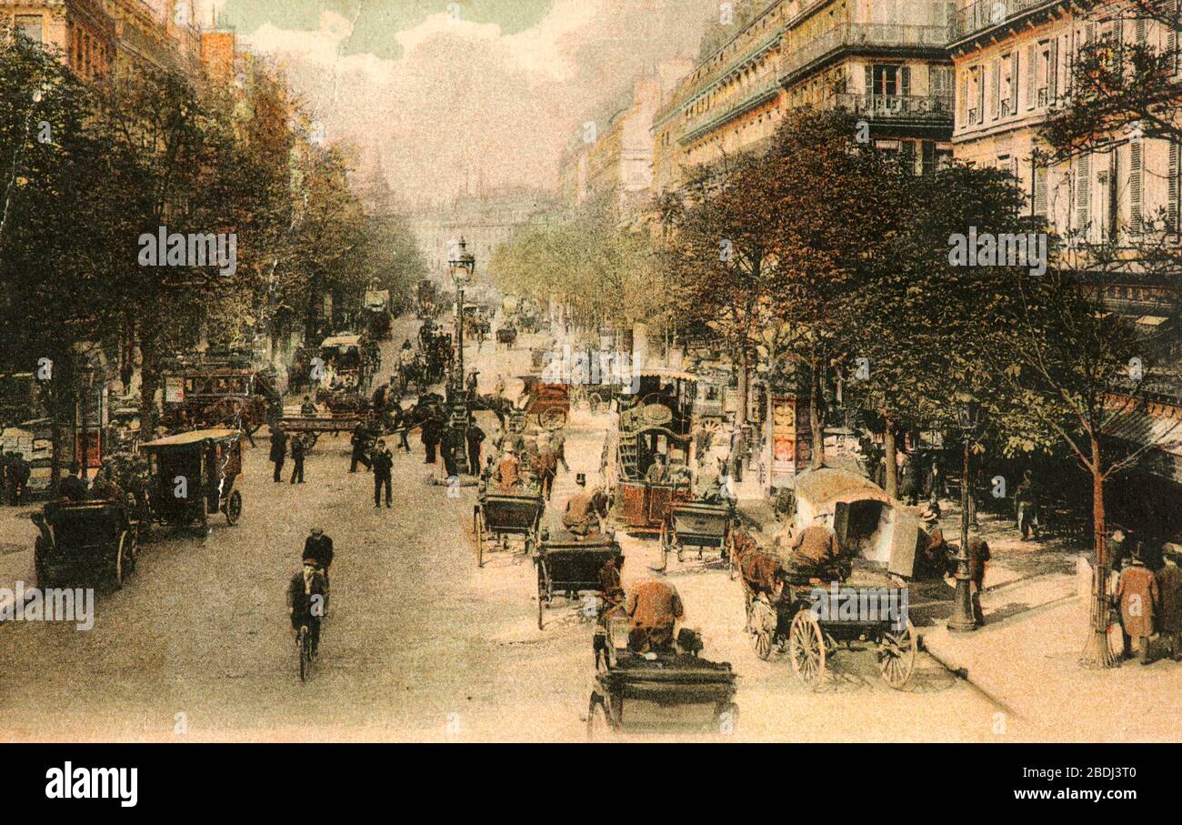 Colorized postcard of Montmartre Paris (1900) Stock Photo