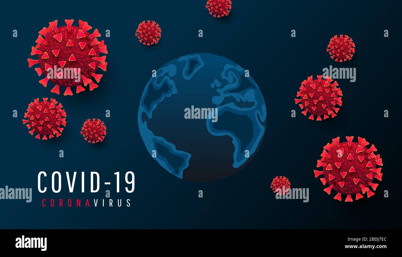 Coronavirus and covid19 concept. 3d vector global world map with ...