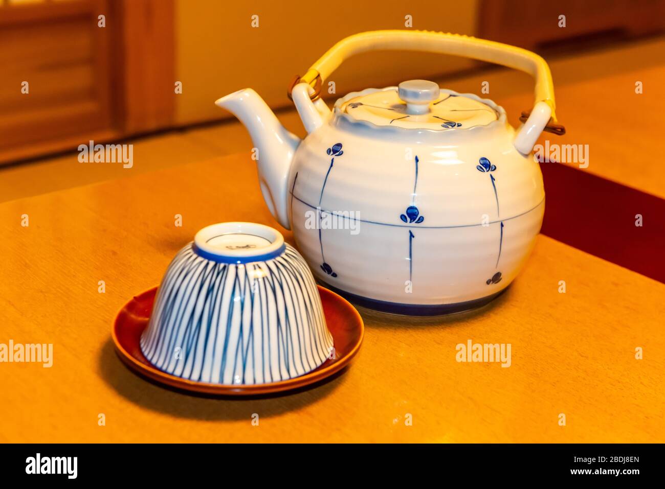 Tokyo, Japan: October 25, 2019: Tea cup and pot in Takayama, Japan Stock Photo