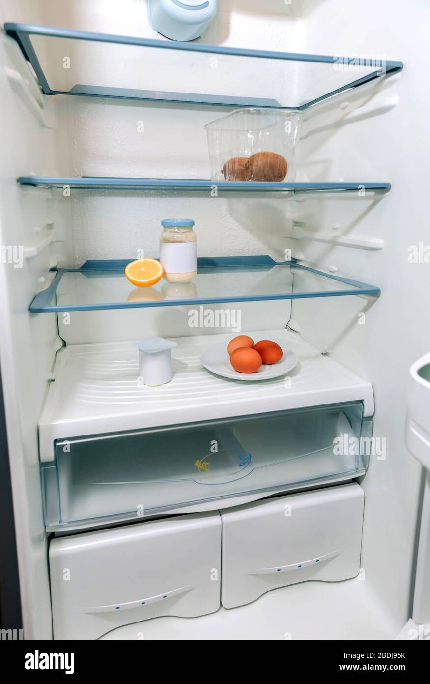Fridge almost empty due a crisis Stock Photo - Alamy, image size:875x1390