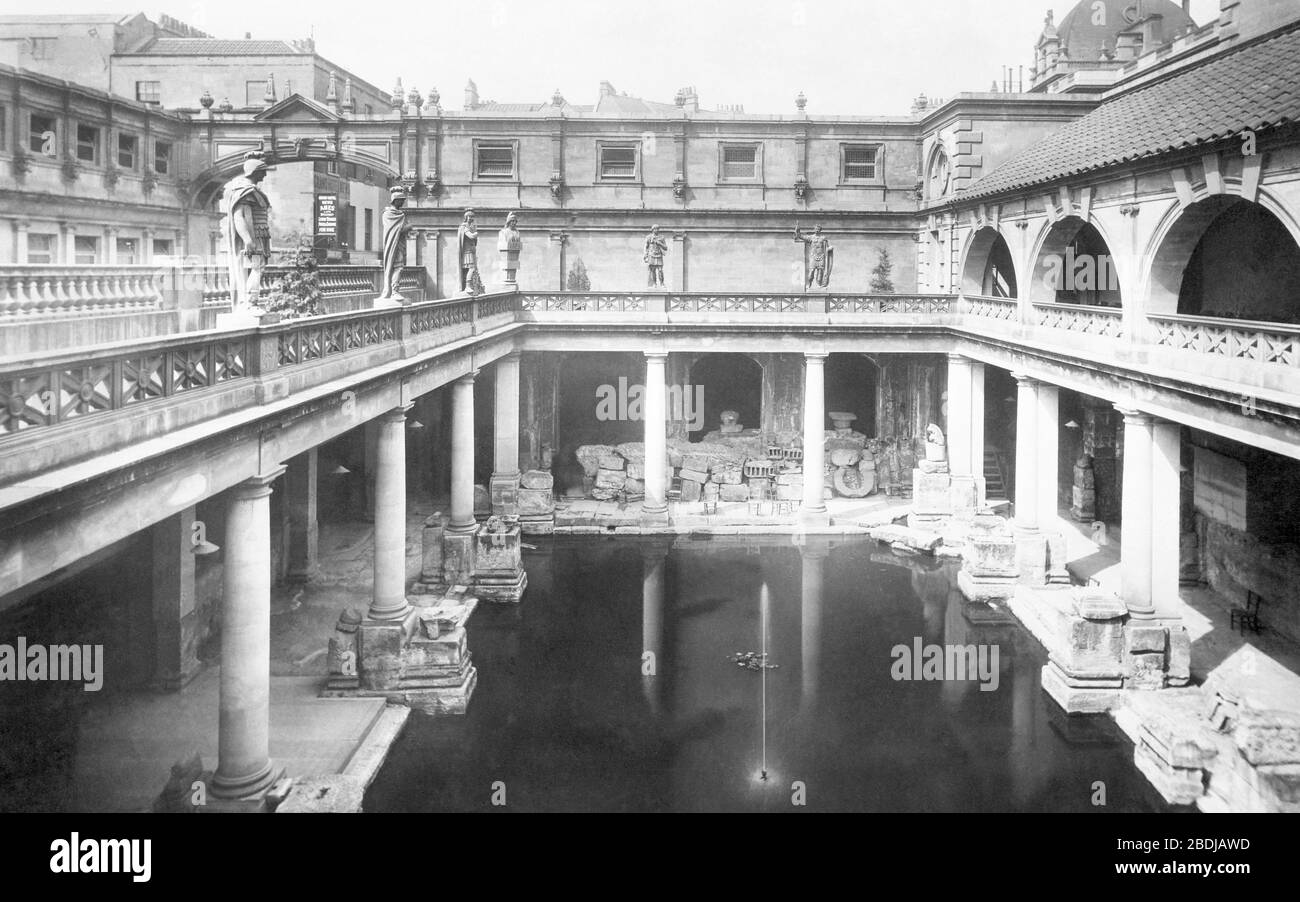 Bath, Roman Baths 1901 Stock Photo Alamy