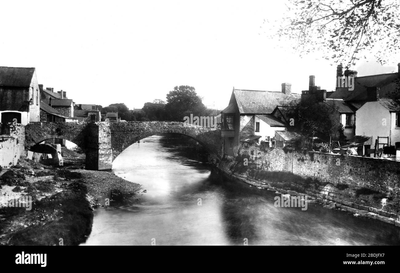 Bridgend, the Old Stone Bridge 1898 Stock Photo Alamy
