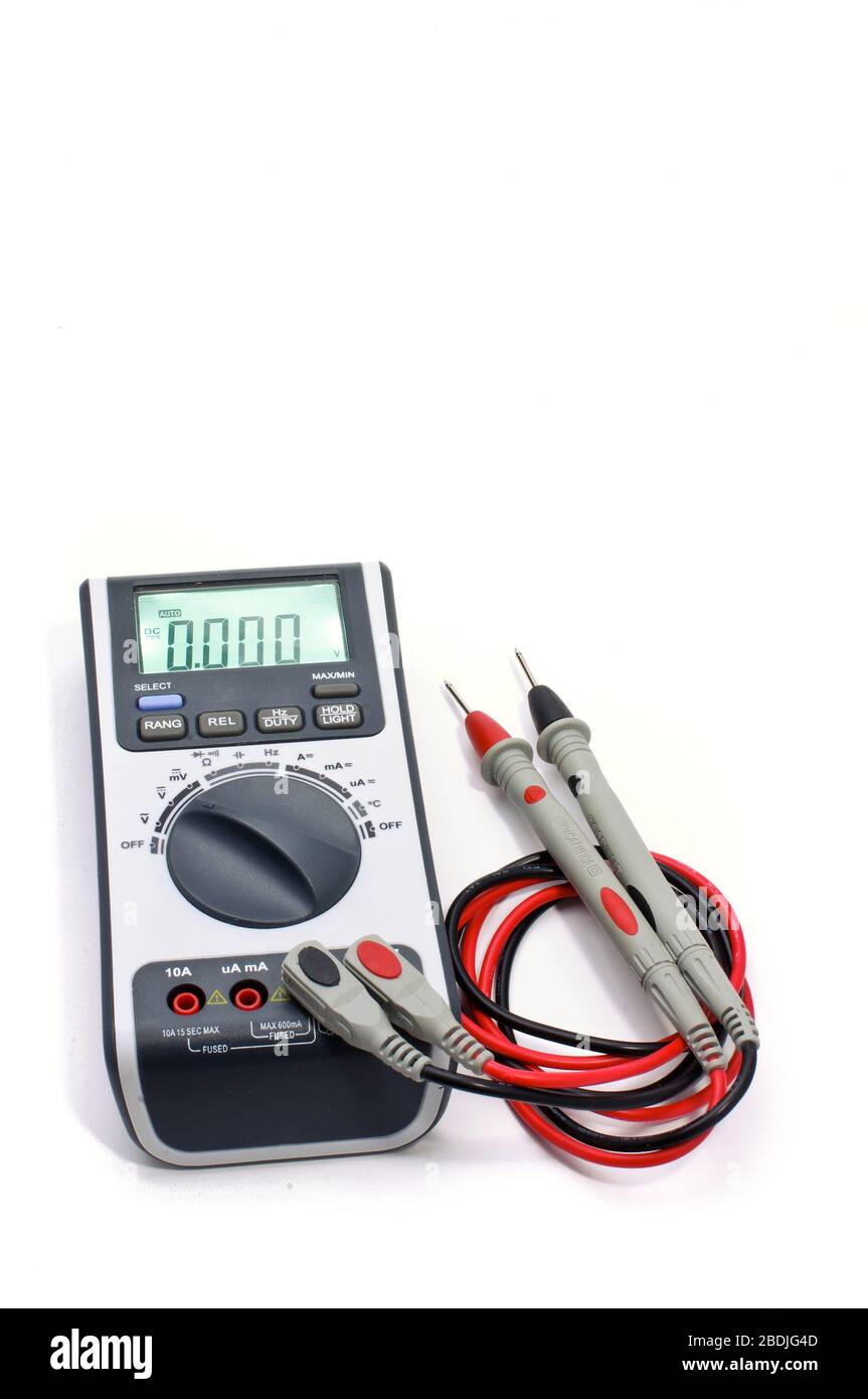 Digital multimeter for electronics measurements isolated on the white