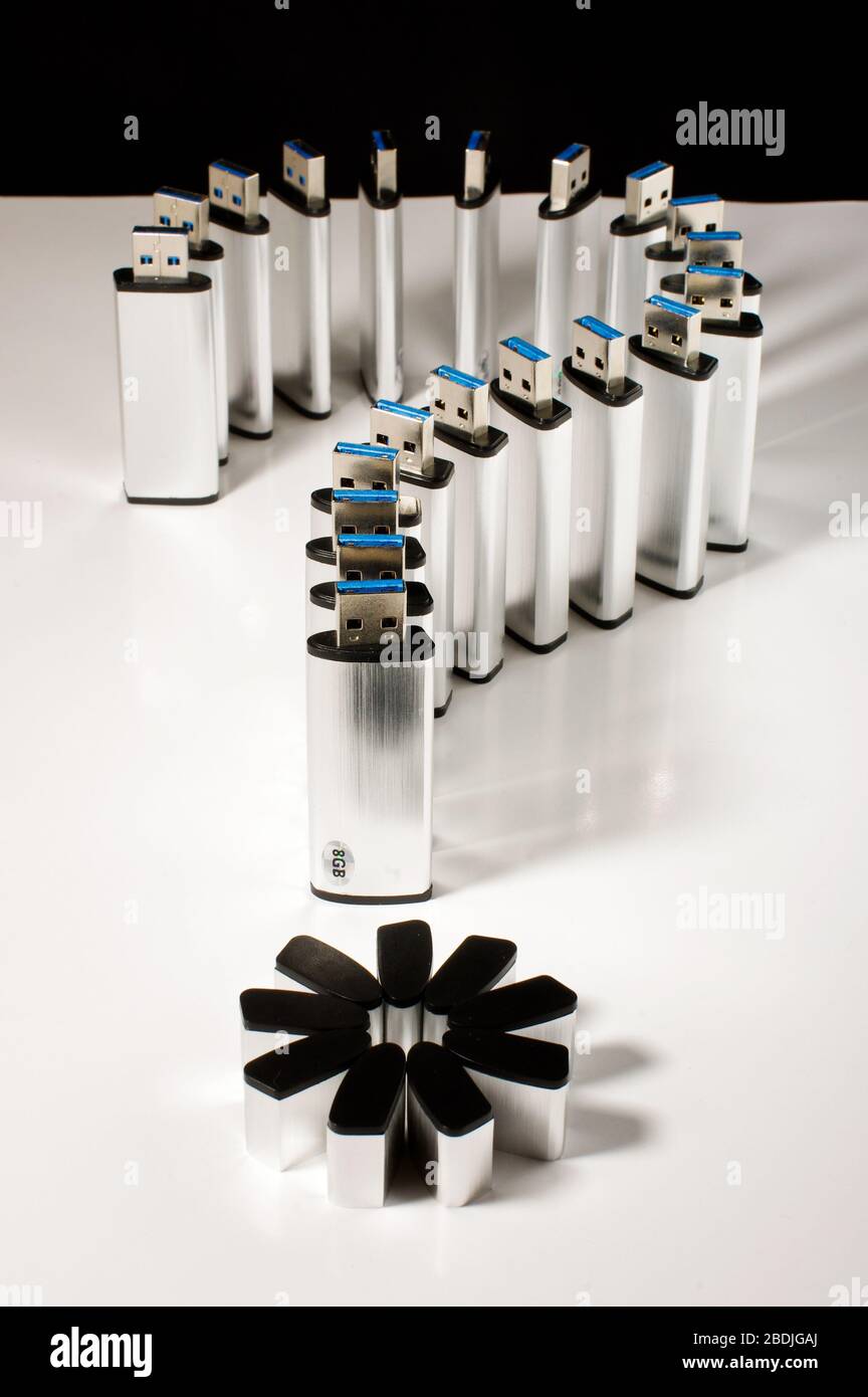 Many flash drives arranged in the question mark sign Stock Photo Alamy