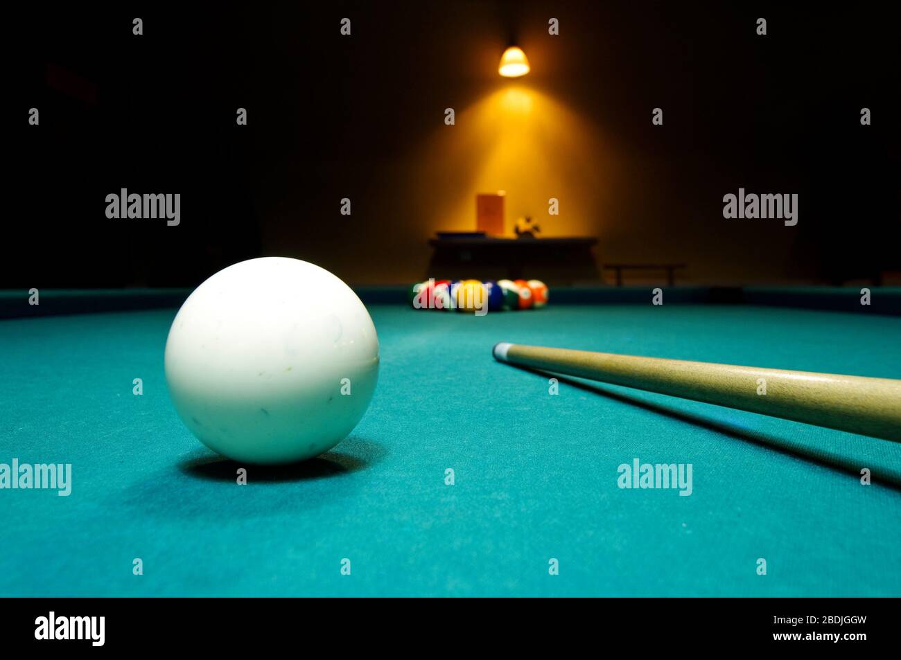 Pool equipment on the pool table Stock Photo Alamy