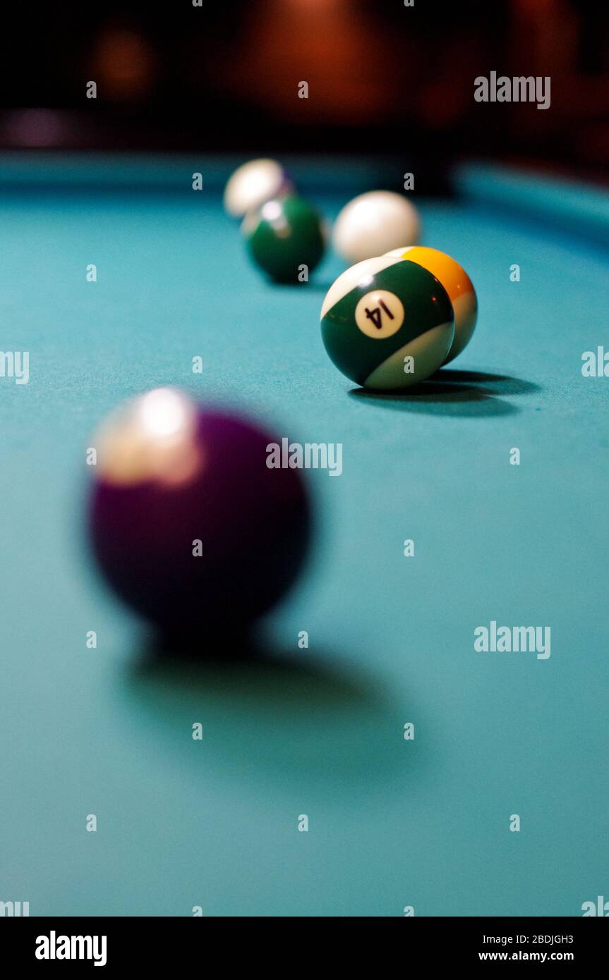 Pool balls on the pool table Stock Photo