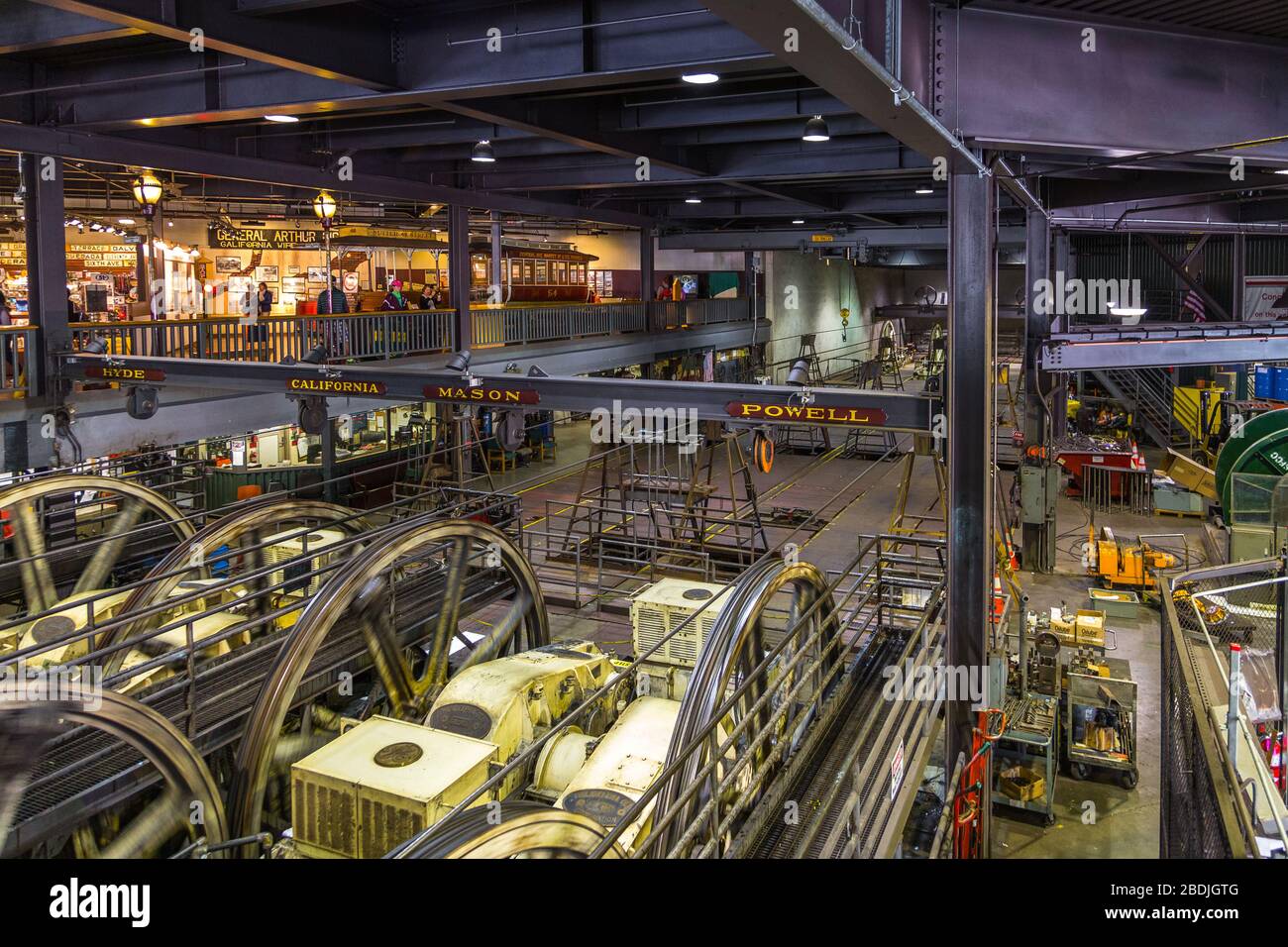 San Francisco, California, USA- 07 June 2015: Interiors and equipment in Cable Car Museum in San Francisco Cable Car Museum. Stock Photo