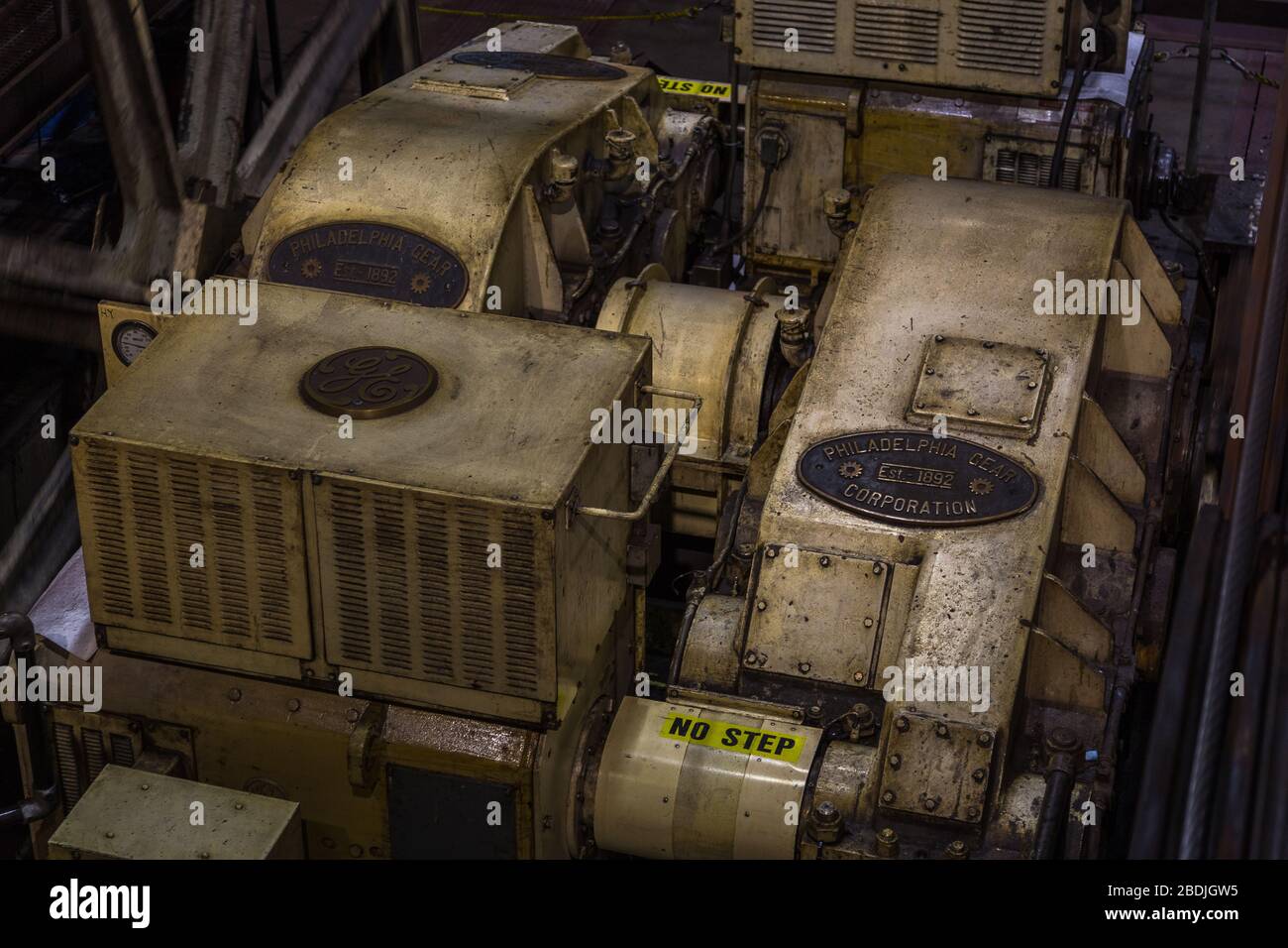 San Francisco, California, USA- 07 June 2015: Interiors and equipment in Cable Car Museum in San Francisco Cable Car Museum. Stock Photo