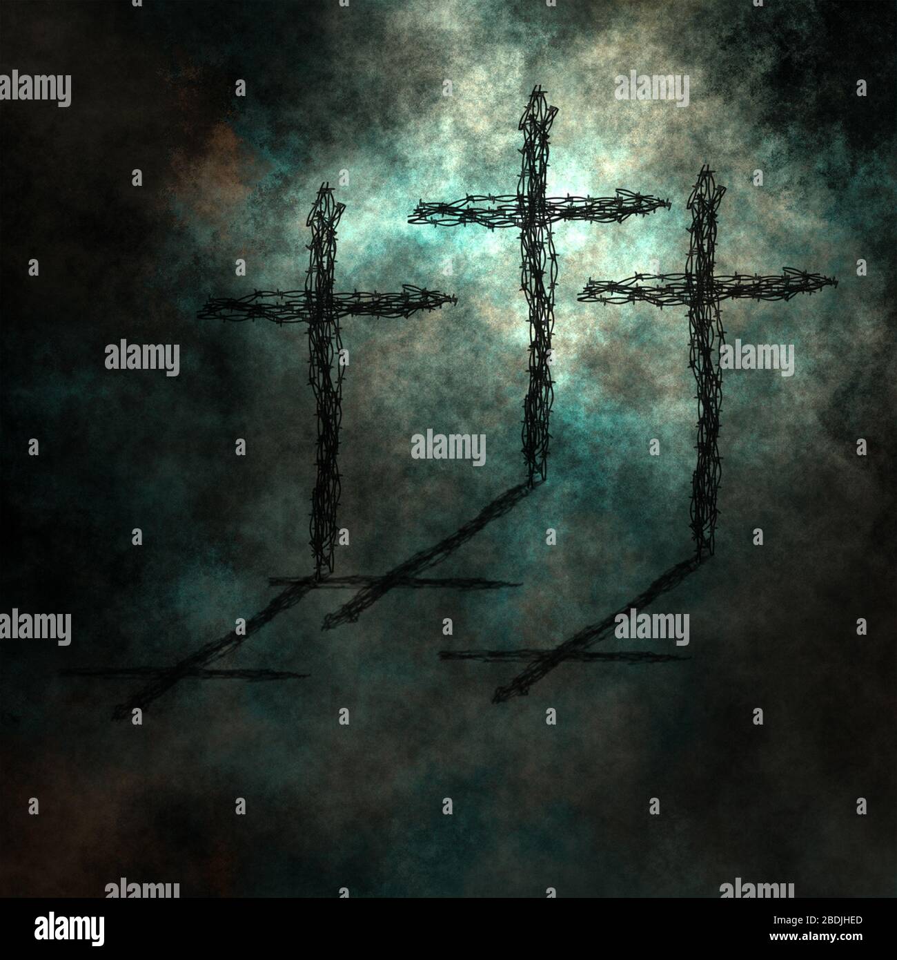 crosses made from barbed wire
