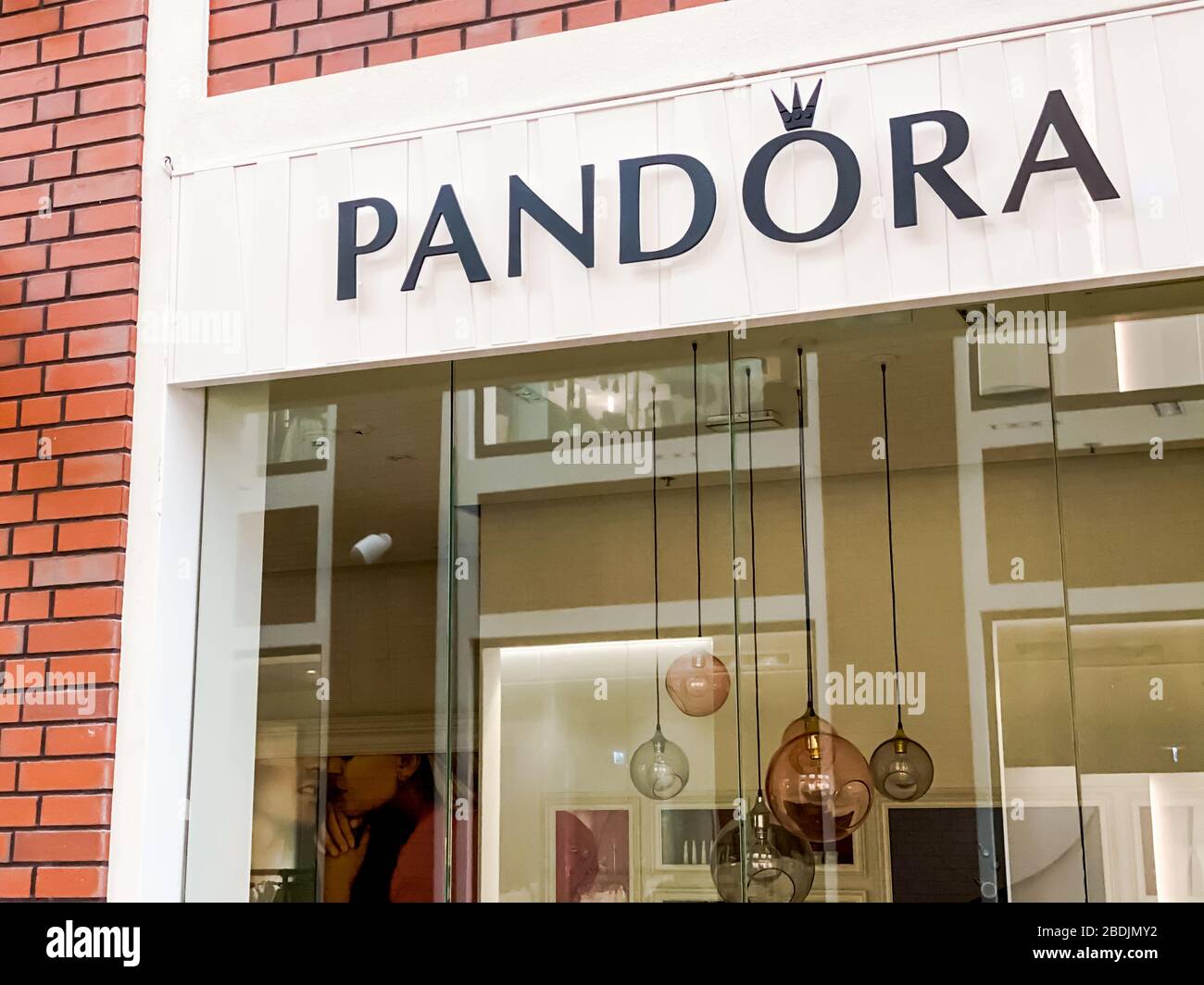 Pandora store of chain of fashion jewelry accessories stores, located in  modern shopping mall. Mobile photo. Bialystok, Poland - February 16, 2020  Stock Photo - Alamy