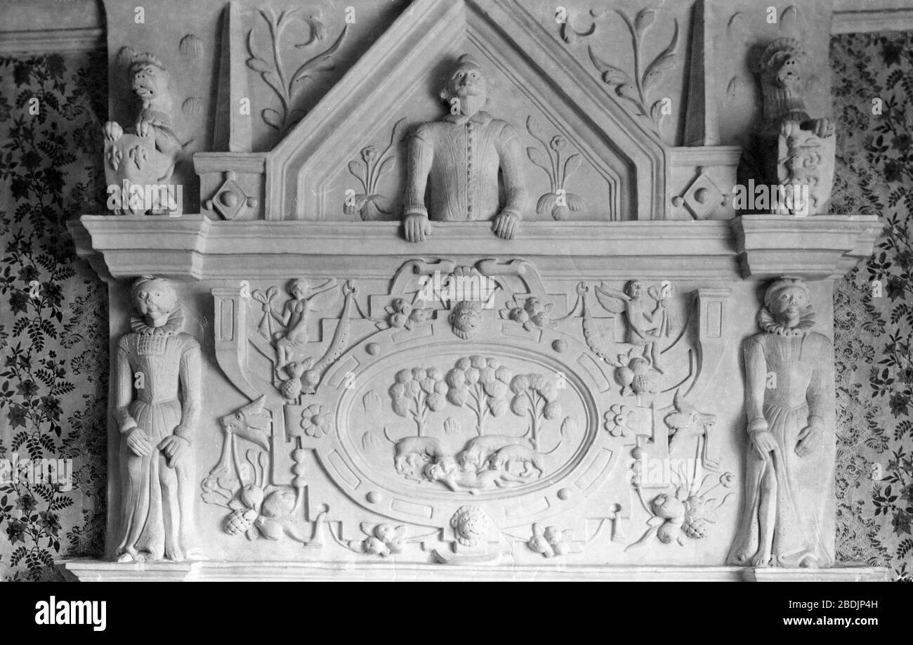 Dunster, the Luttrell Arms, a Mantelpiece 1888 Stock Photo Alamy