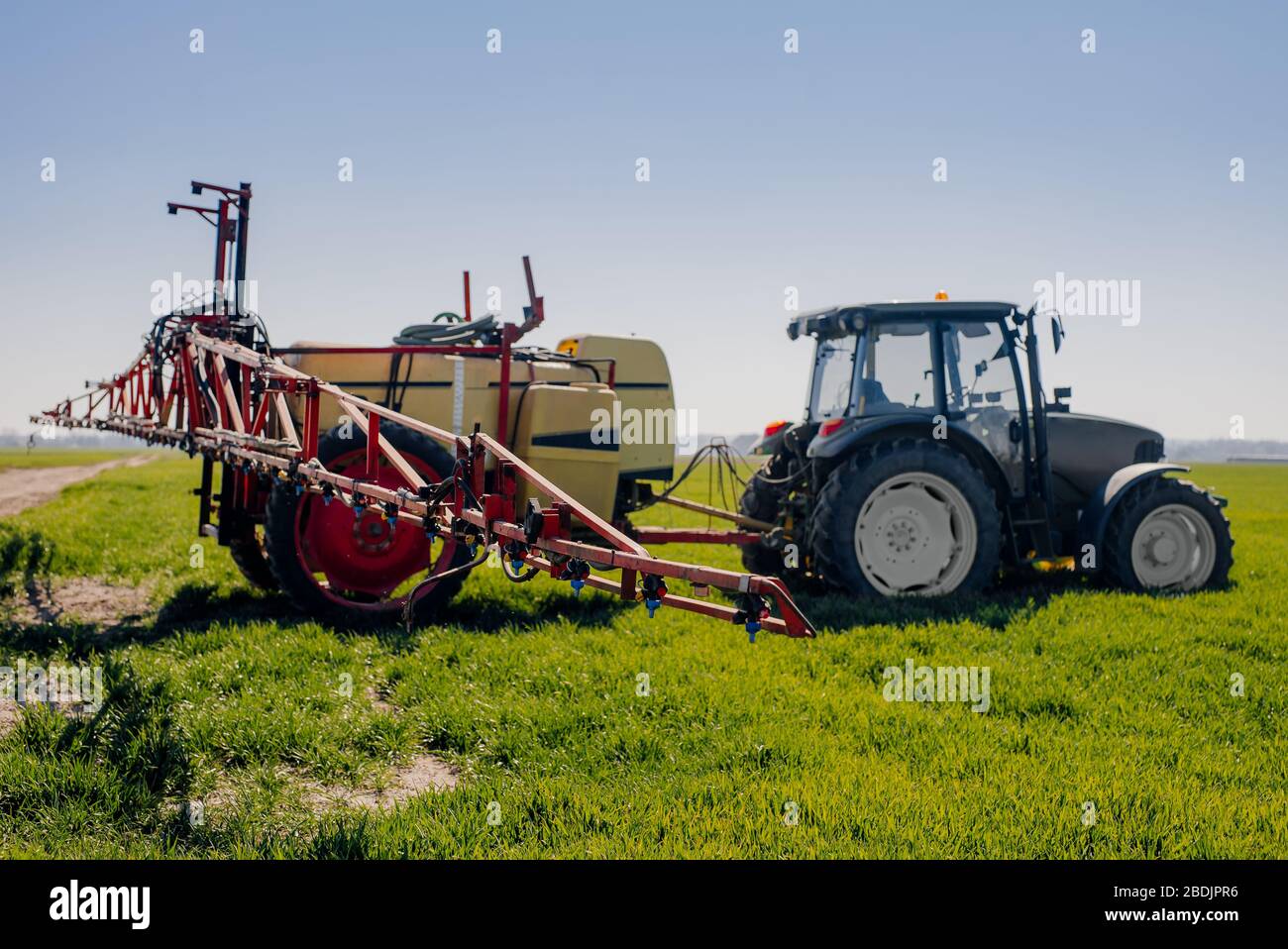 View of Tractor Ready to Spraying Herbicides Stock Photo Alamy