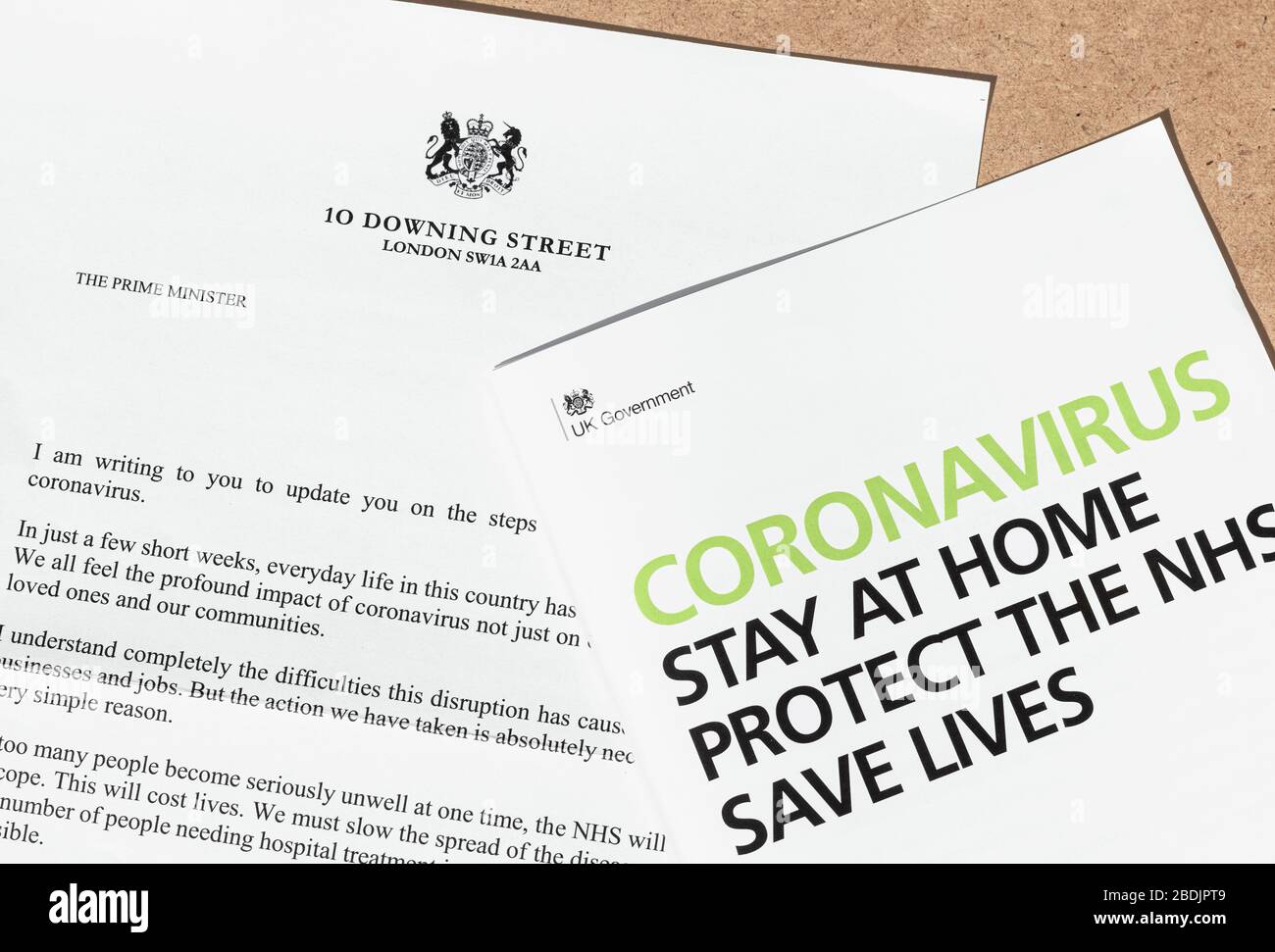 London / UK - April 7th 2020 - Coronavirus information letter and pamphlet from the UK government, sent to each household during the pandemic Stock Photo