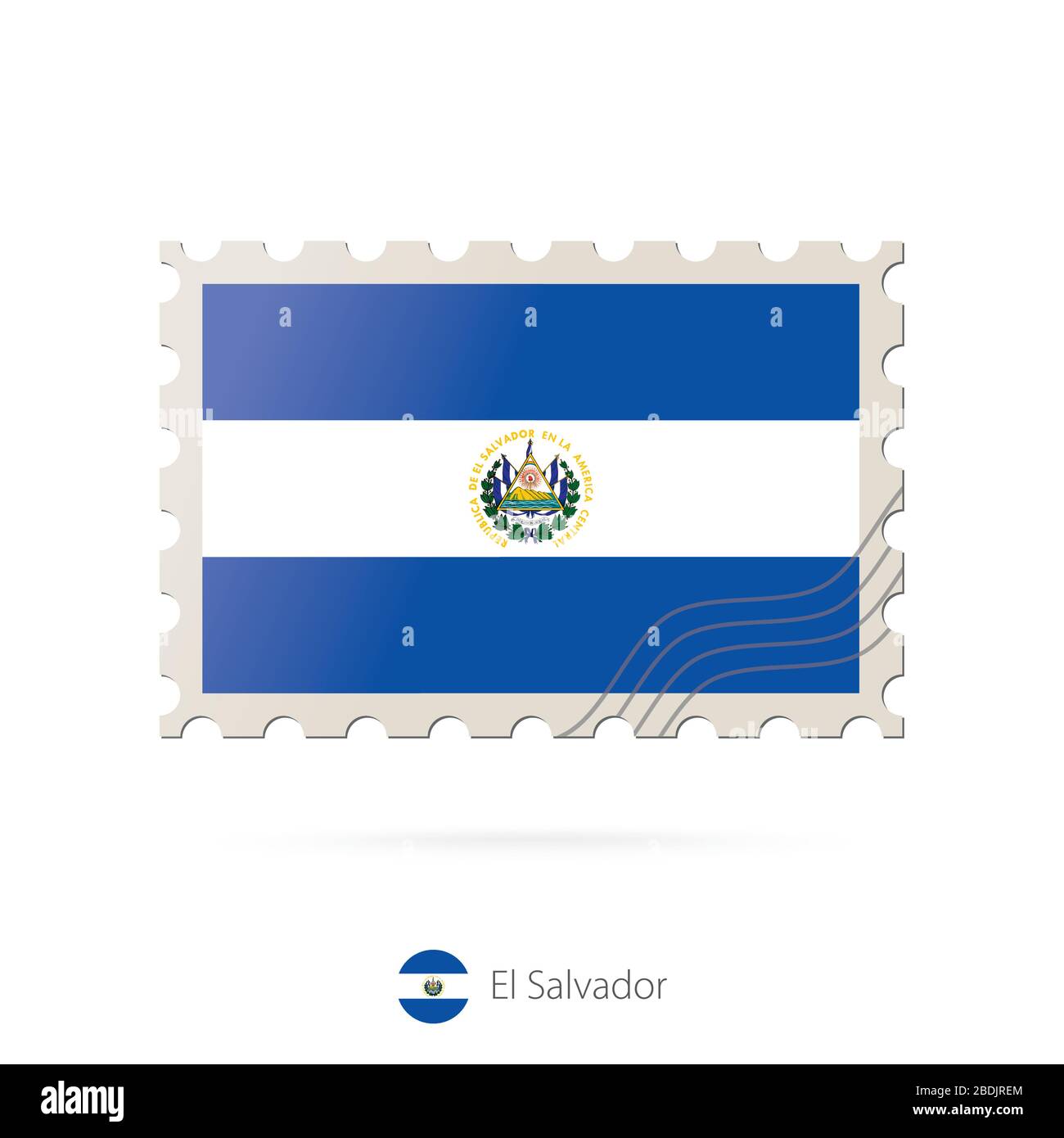 Postage stamp with the image of El Salvador flag. El Salvador Flag