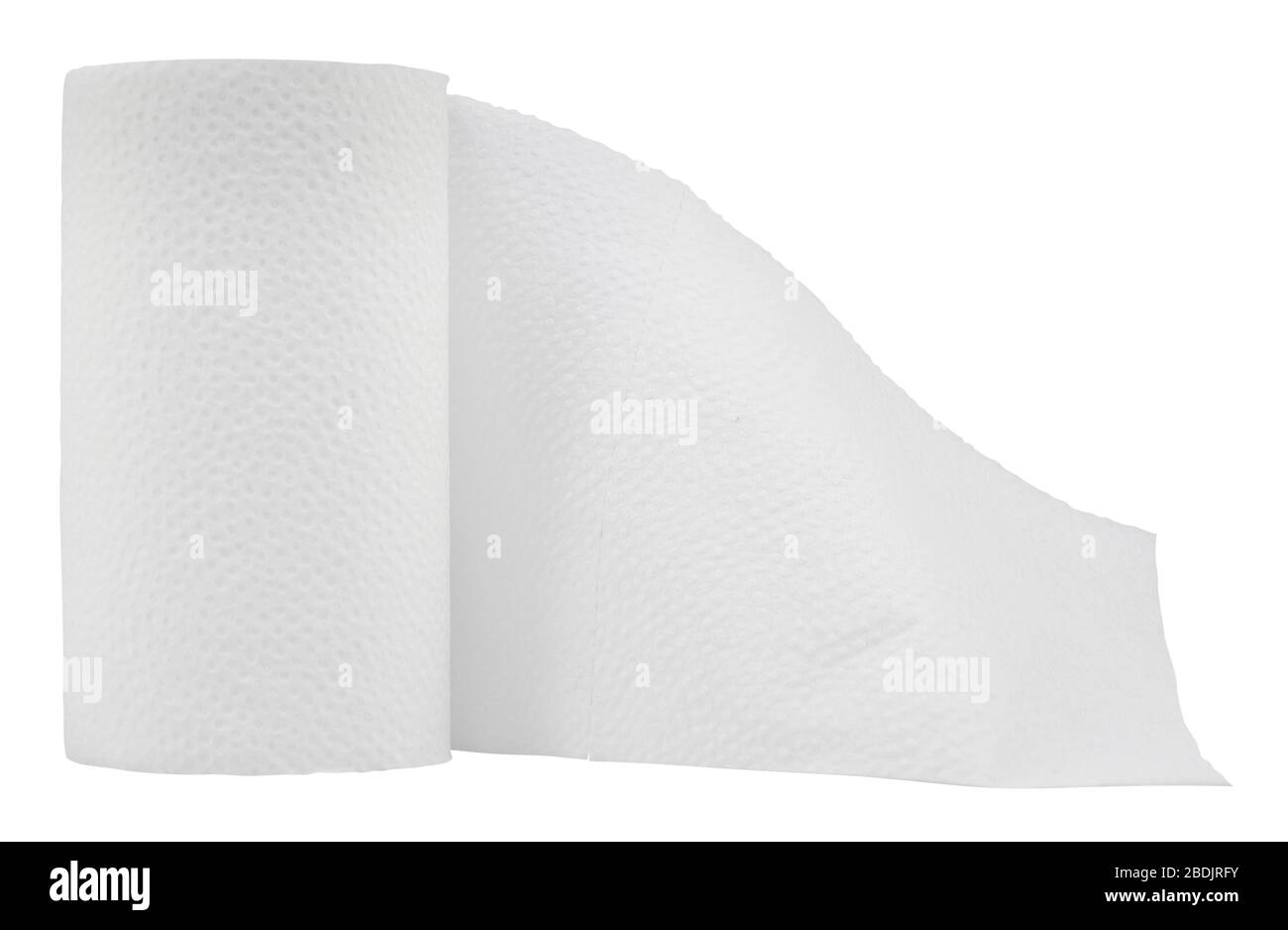 An Isolated Roll Of Toilet Paper On A White Background Stock Photo
