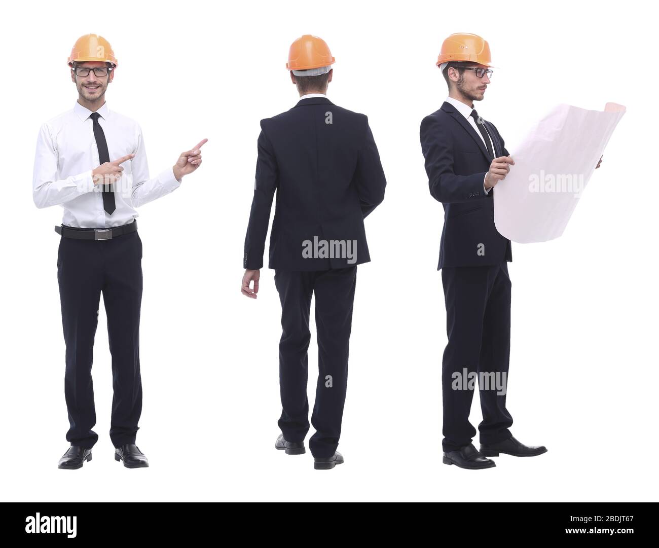 in full growth .successful architect engineer in orange helmet Stock ...