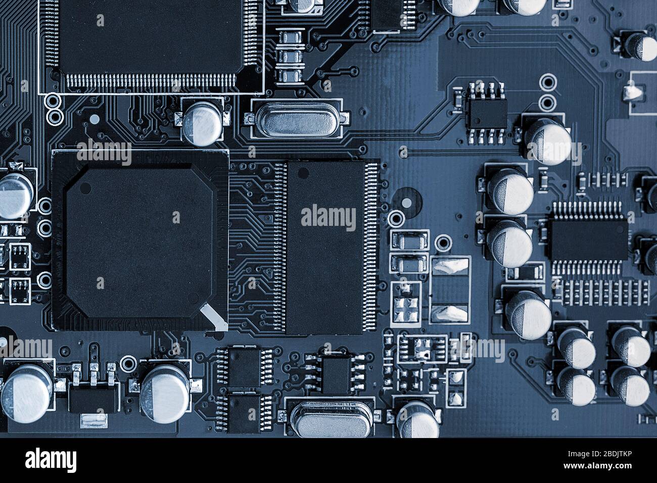 Electronic circuit board close up. toned Stock Photo