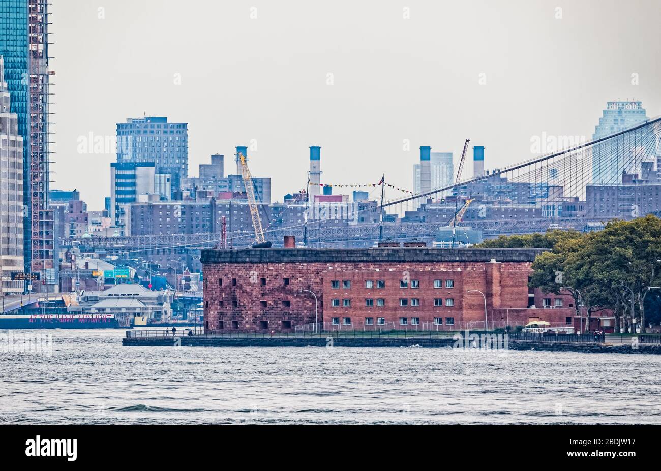 View of the Governors Island from The Staten Island Ferry, New York
