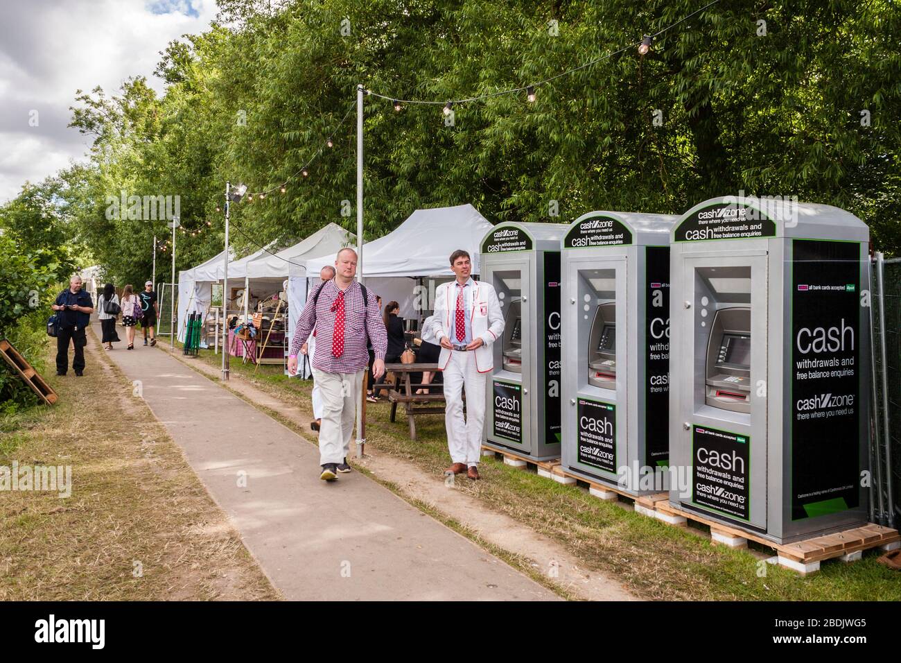 ATM cash dispensers on the towpath at Henley Royal Regatta Stock Photo